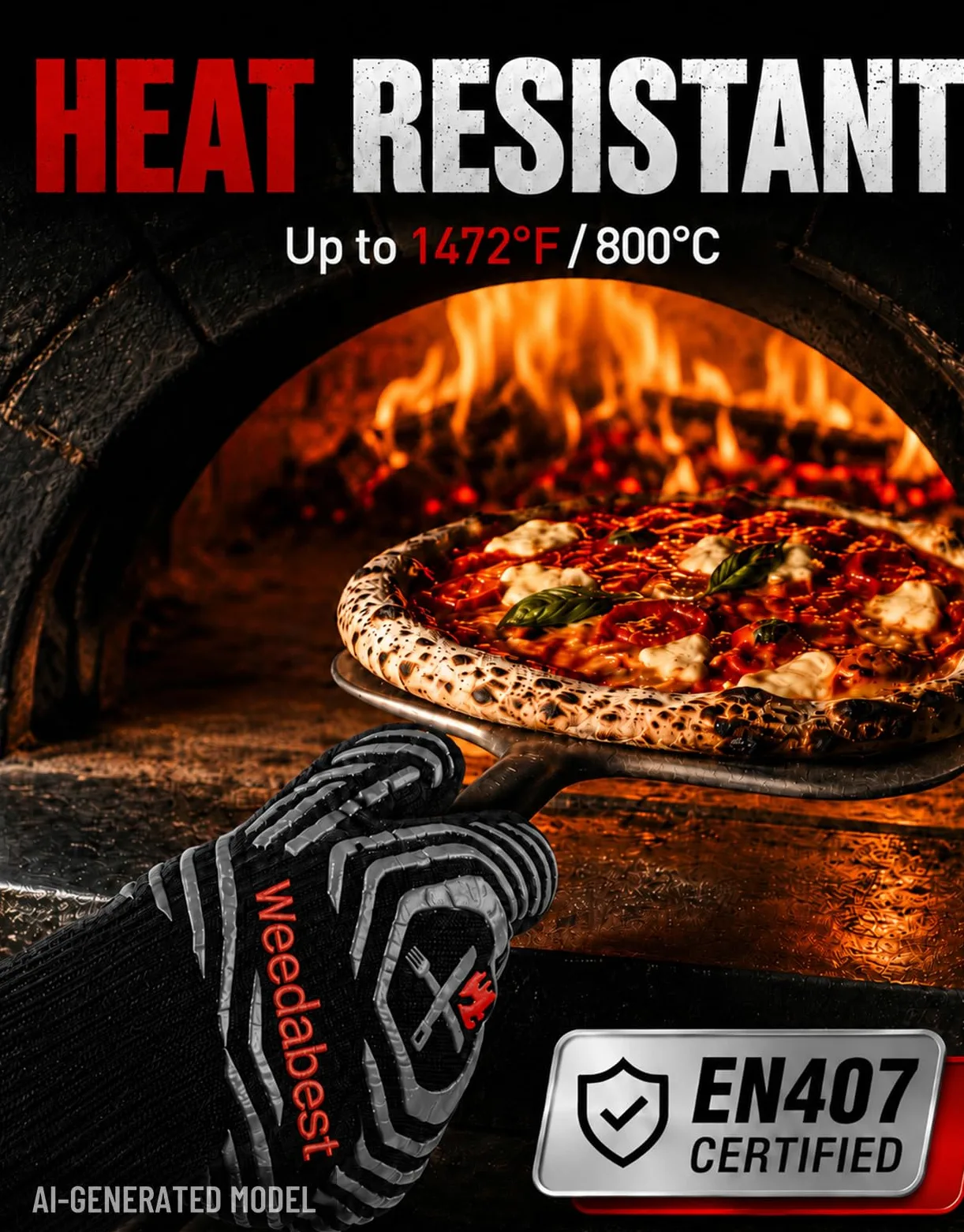NoCry Heavy Duty Heat Resistant & Flame Retardant Welding & BBQ Gloves, Premium…