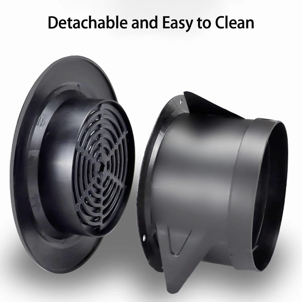 Griglia di ventilazione a parete regolabile rotonda in plastica ABS | ABS regolabile rotondo nero da 75-200 mm: ventilazione con canalizzazione a parete for bagno, cucina, ufficio(150mm)
