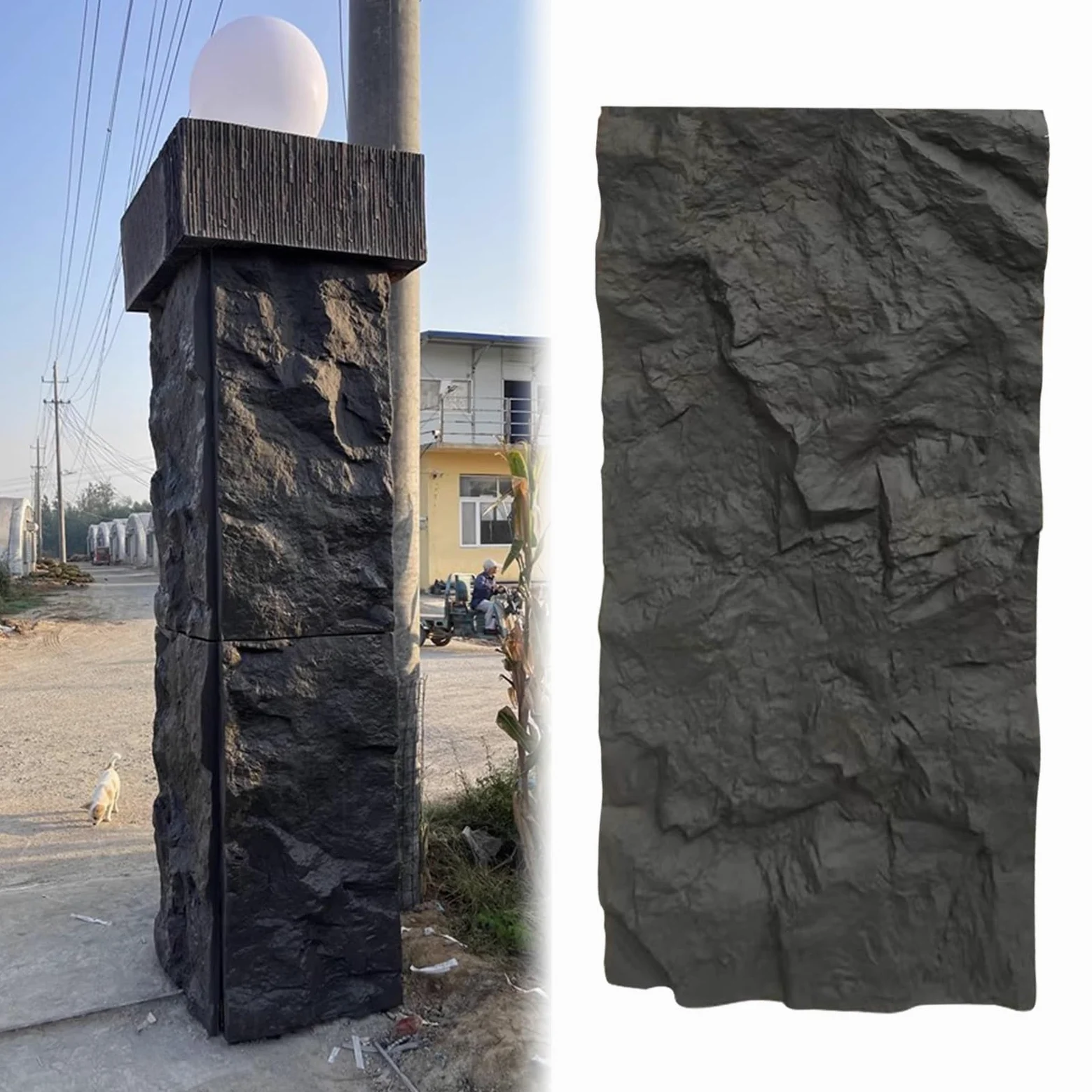 Pannelli murali in pietra sintetica per esterni ed interni, pannello di accento 3D per camino, rivestimento murale decorativo