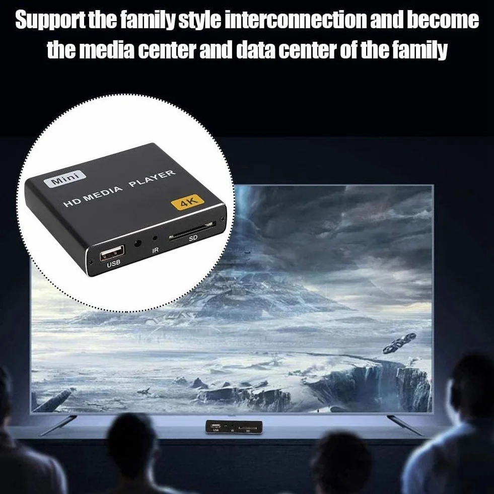 Mini 4K HDD Media Player Car U Disk Player 1080P con Unità USB/Schede SD Spina UE