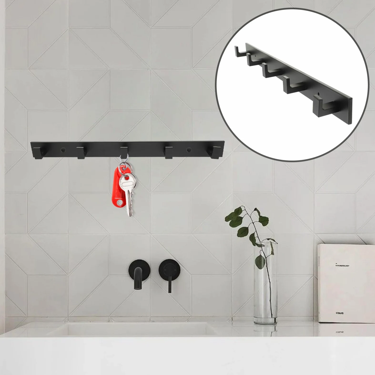 TOYANDONA Gancio Adesivo in Alluminio per Muro, Set 5 Pezzi, Porta Asciugamani e Cappotti, Resistente All’umidità, per Bagno, Cucina e Ingresso