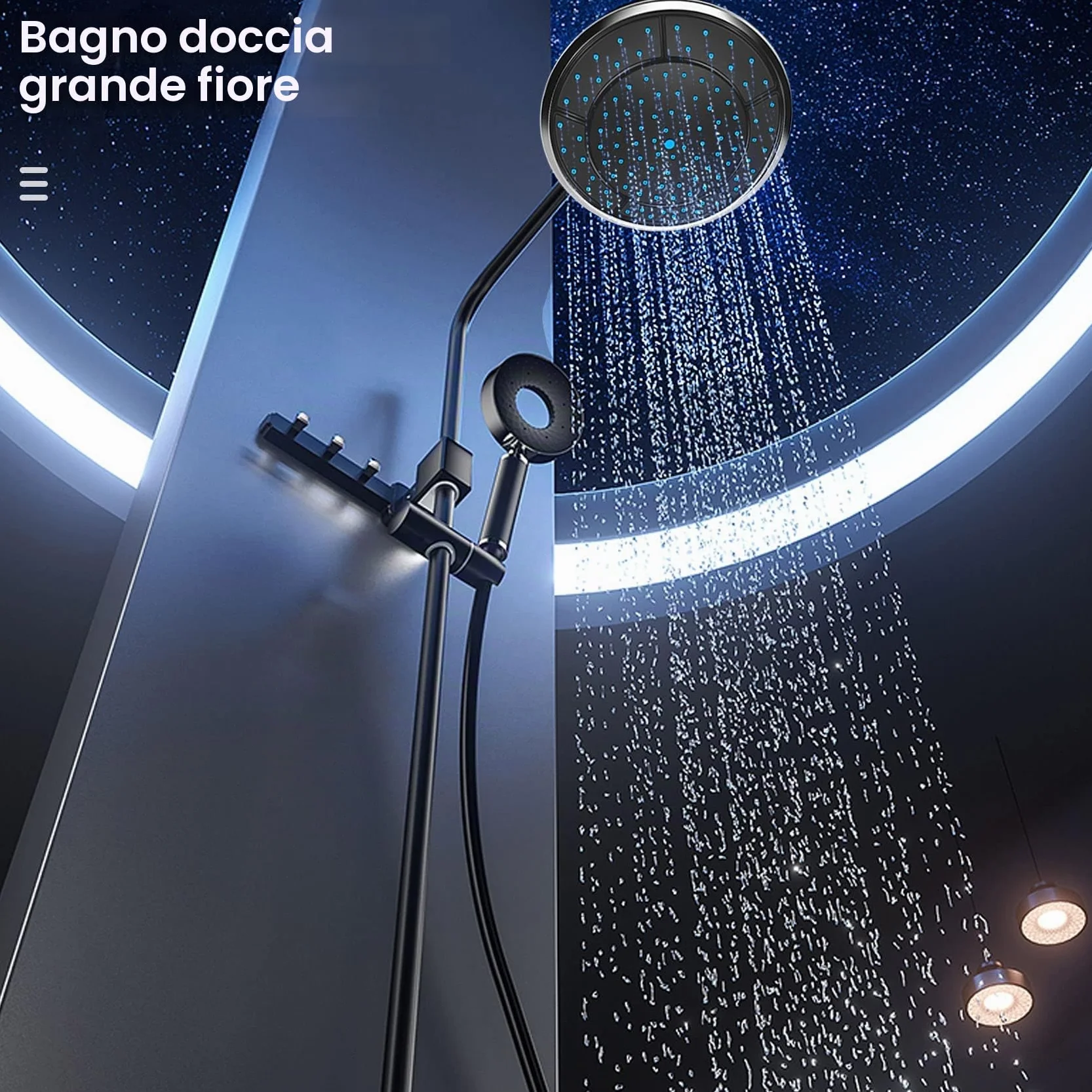 Plastica rotonda doccia alta tetto ugello 25 cm cabina accessori