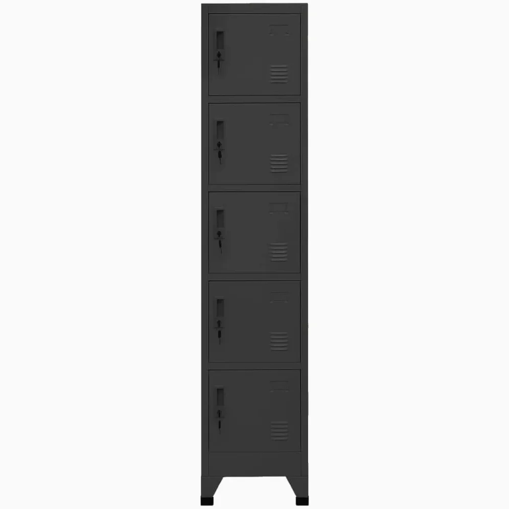 Armadietto in acciaio antracite, 38 x 40 x 180 cm | Armadietto in metallo robusto per ufficio o home office. Con 5 scomparti per organizzare in modo sicuro gli oggetti personali