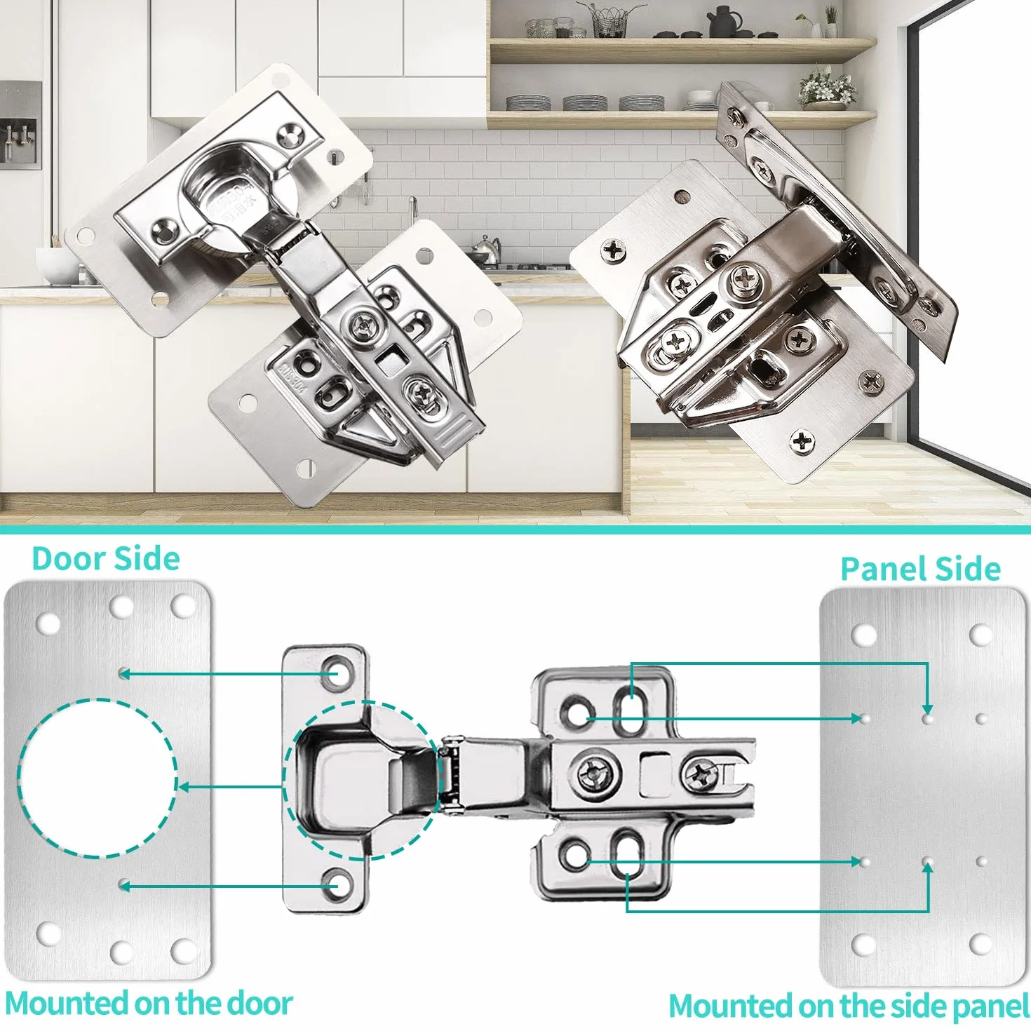 Piastra Riparazione Cerniera Ante in Acciaio Inossidabile con 48 Viti per Armadi Mobili Cassett Porta Cucina 8 Pezzi