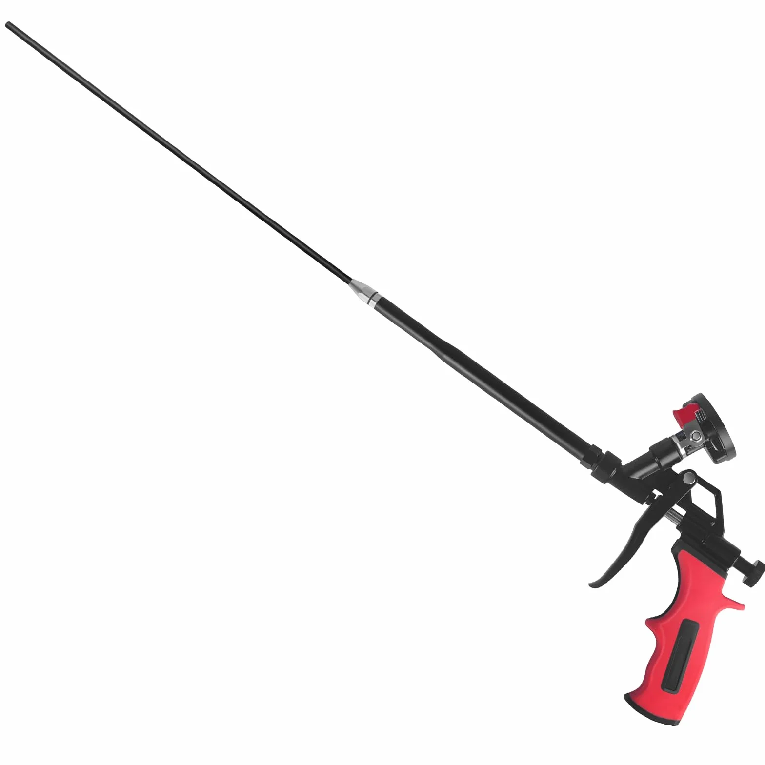 Pistola per schiuma estensibile 63cm - Cesto rivestito PTFE antiaderente, pistola professionale per schiuma espandente, isolamento, calafataggio, riempimento, sigillatura (Rossa)