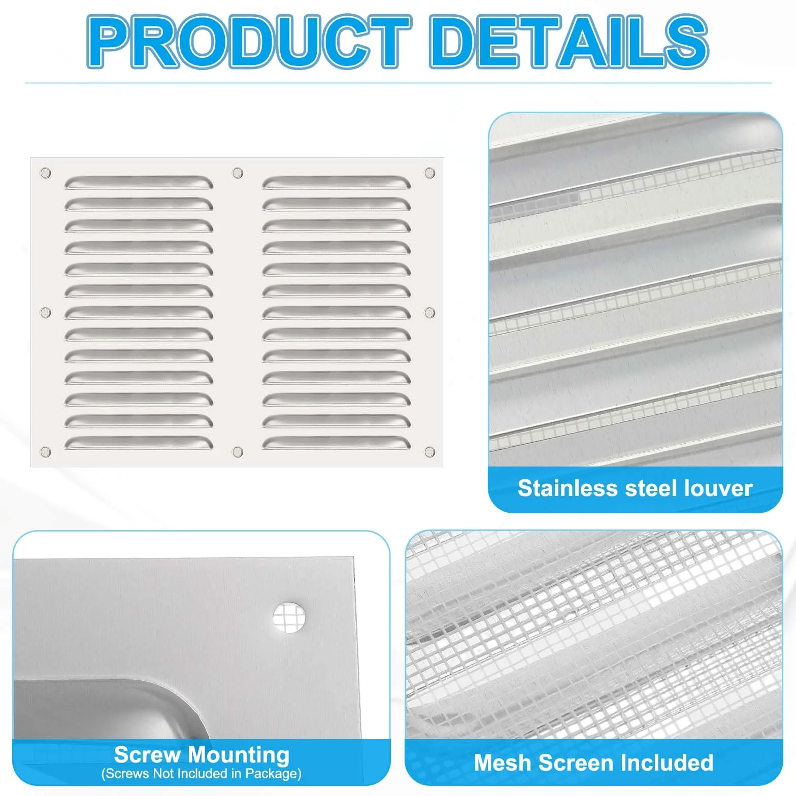PATIKIL Griglia di ventilazione in acciaio inox, 30,5 x 40,6 cm, griglia di ventilazione HVAC, rete integrata per casa, cucina, camino, bagno, soffitto, parete, colore argento
