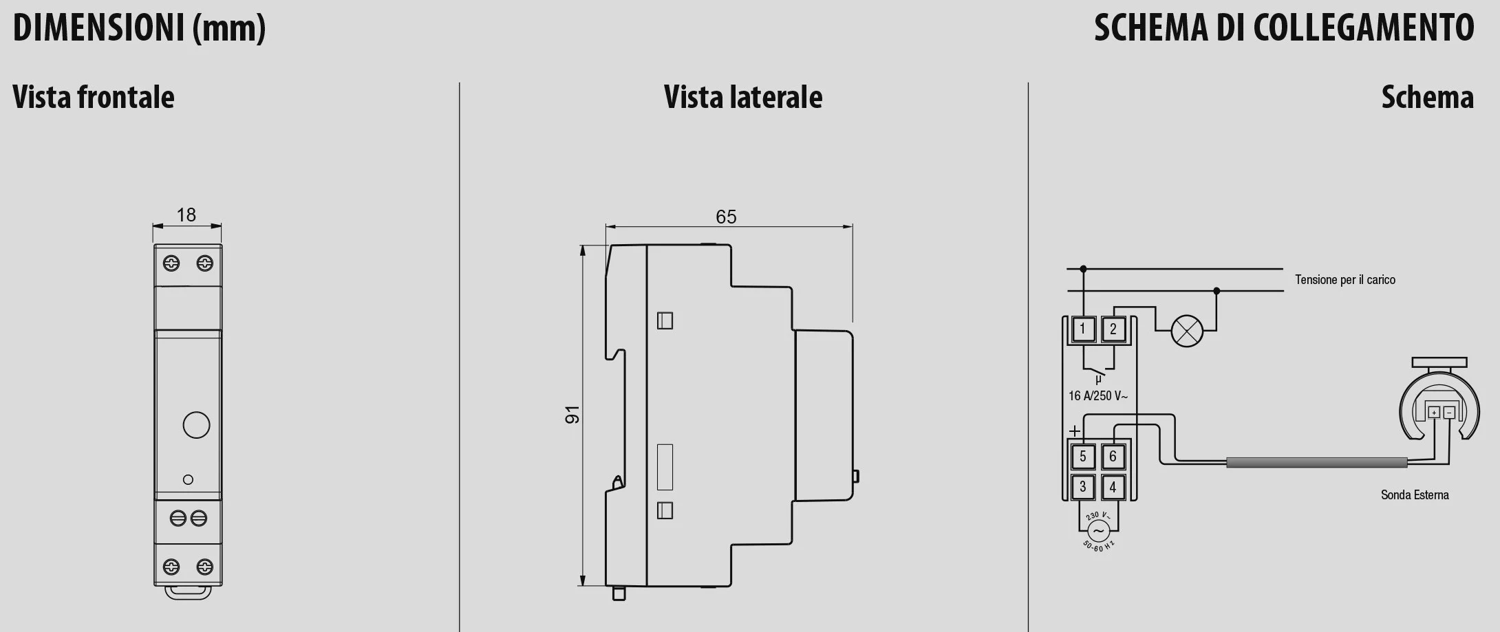 VEMER VJ62300000 CR1DIN - Interruttore Crepuscolare con Sonda Esterna, Installazione su Barra DIN, Grigio Chiaro