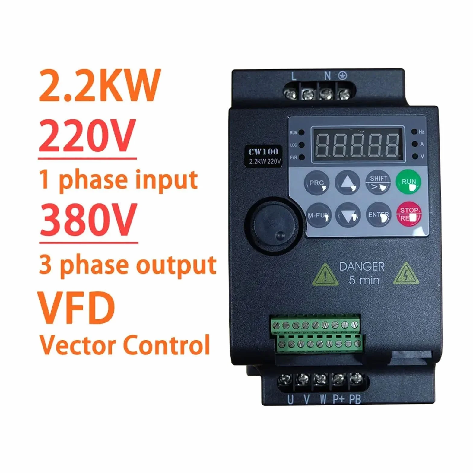 Inverter a frequenza variabile VFD 220 V 380 V 0,75/1,5/2,2/3,7/4/5,5 kW, regolatore di velocità con Controllo vettoriale(2.2KW 220V 1PH-3PH)