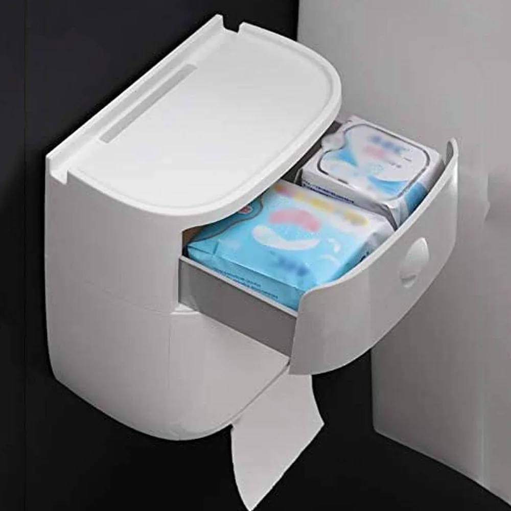 NEECS Porta Carta igienica, Porta fazzoletti autoadesivi da Parete in plastica per Bagno