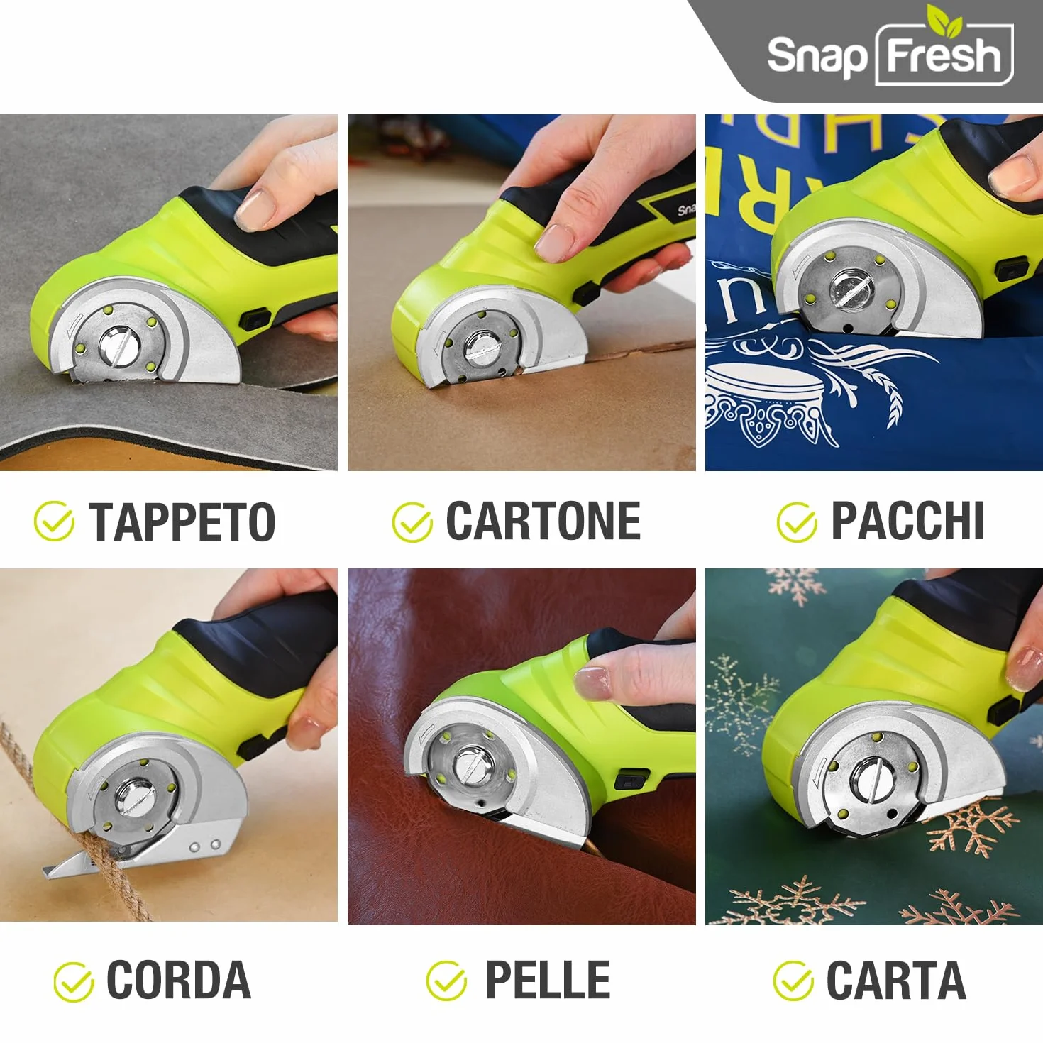 SnapFresh Taglierina Elettrica Forbici Elettriche 4V a Batteria Rotativa per Cartone Carta