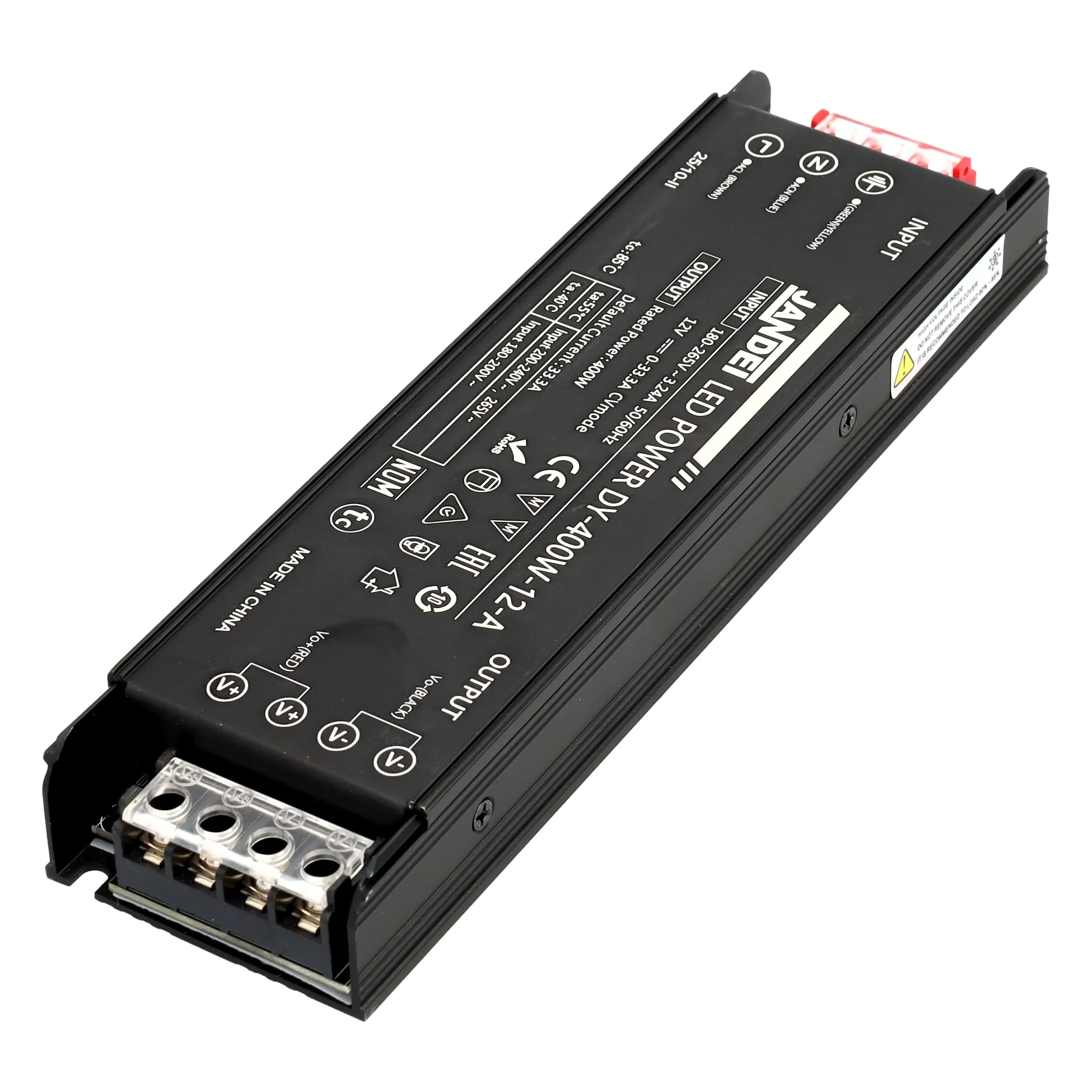 Jandei - Alimentatore trasformatore compatto 110/220 V AC a 12 V DC 400 W 33,33 A, installazione interna IP20 per striscia LED, neon o dispositivi a bassa tensione