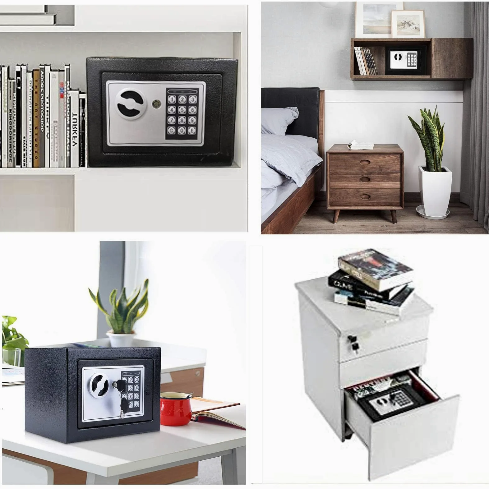 Cassaforte elettronica 6,65 l – Cassaforte di sicurezza con codice digitale 3 – 8 cifre, fissaggio a parete, per oggetti di valore, casa, ufficio, hotel