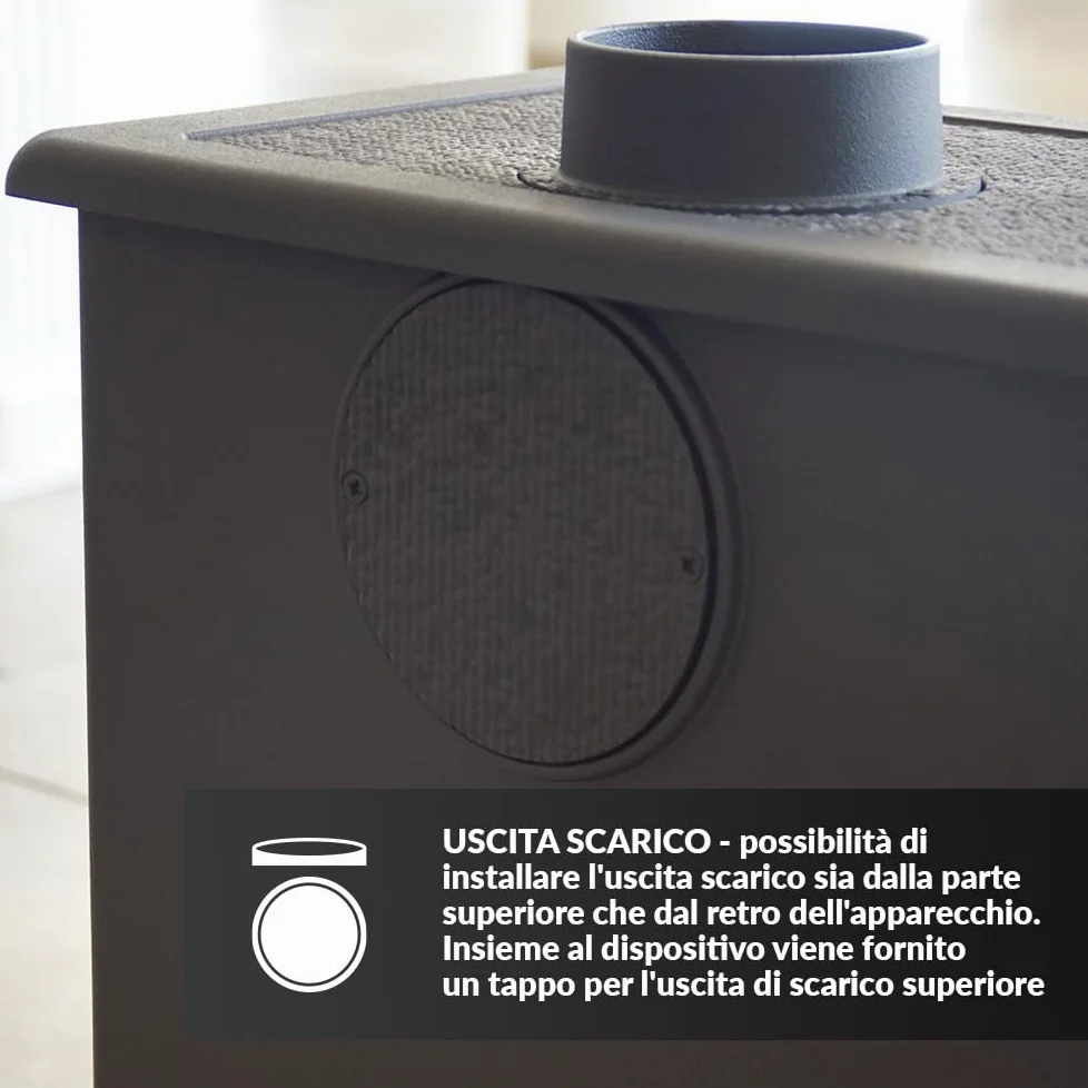 KRATKI Stufa a legna in ghisa KOZA K7 5 kW Ø150 A Gamma di potenza 3-8kW | Ghisa nero, efficienza 70%, classe A. Ecodesign.; Stufe economica ECO-DESIGN; combustione efficiente; basse emissioni; ASDP