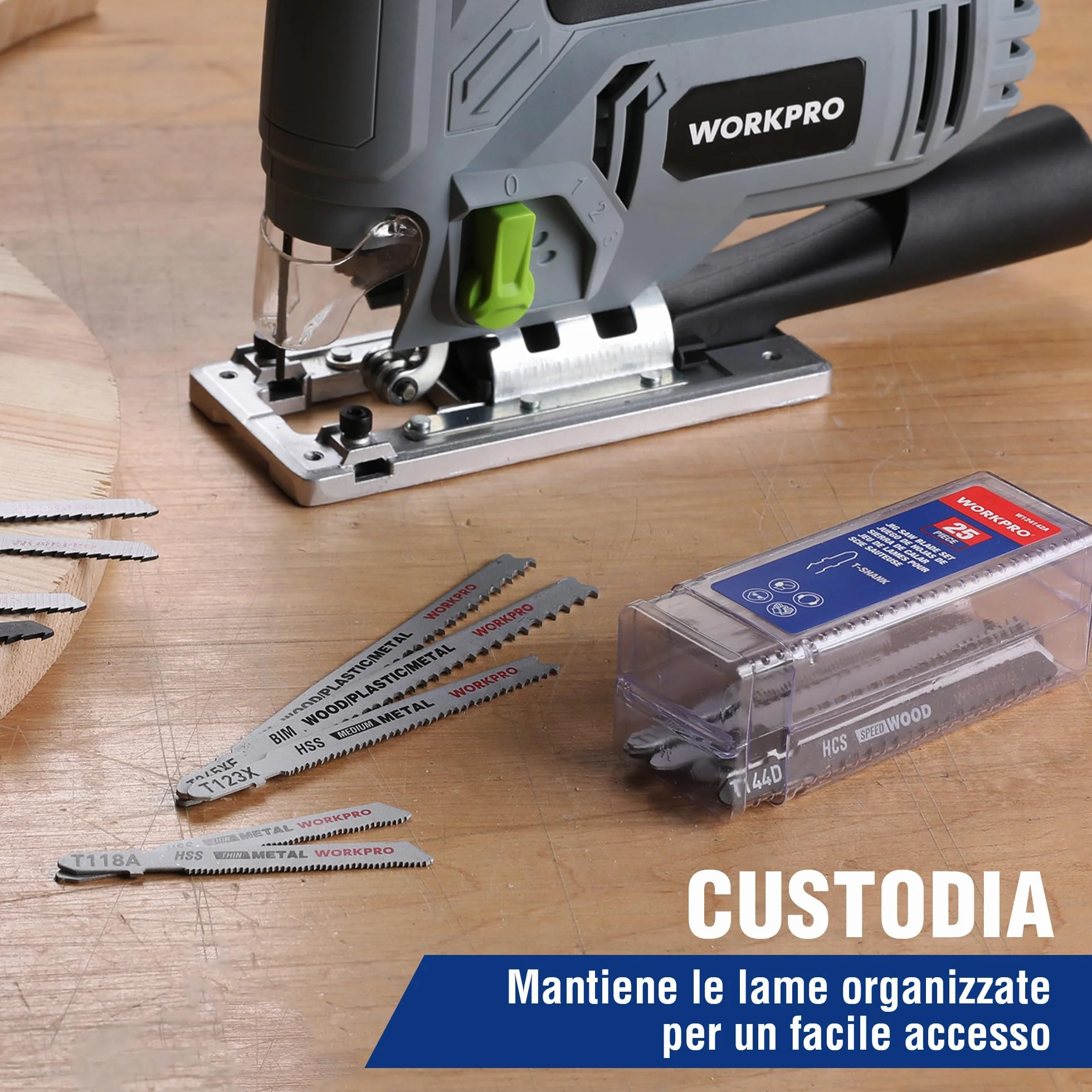 WORKPRO Set di Lame per Seghetto Alternativo 25 Pezzi per Taglio Legno e Metallo, Compatibile con Maggior Parte delle Marche