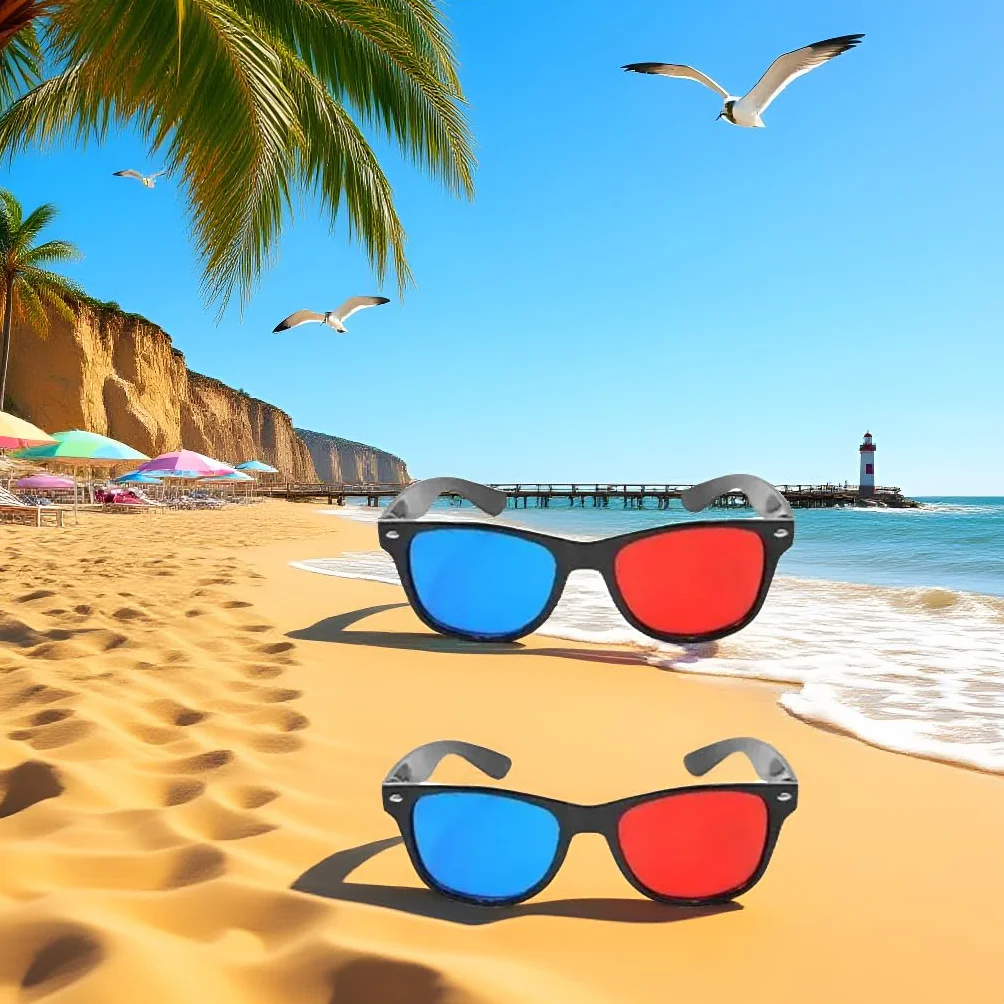 2 occhiali 3D universali rossi e blu per TV cinematografici, 3D, occhiali 3D, per videogiochi, per film 3D, occhiali 3D, design semplice e leggero, accessori per occhiali 3D