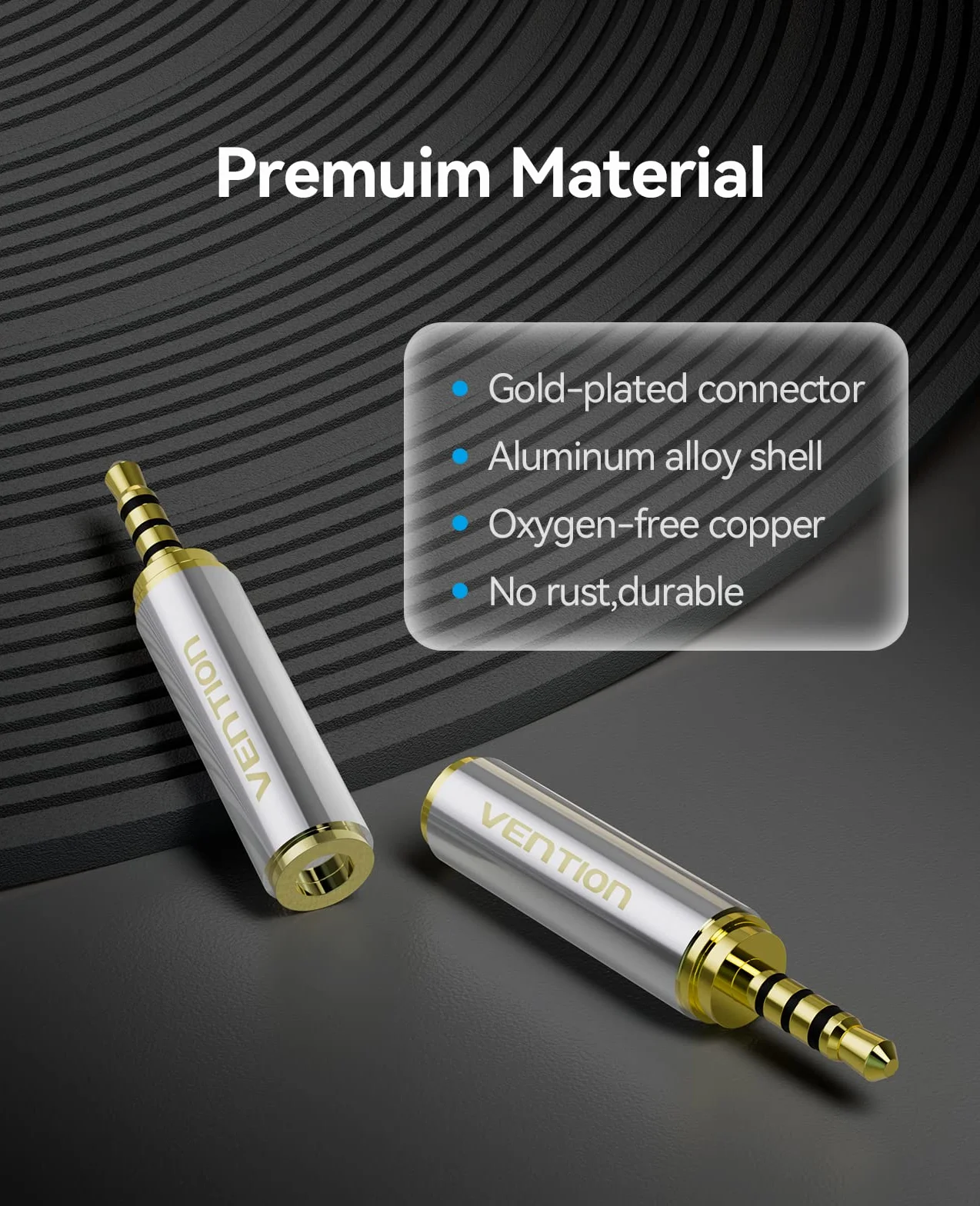 VENTION Convertitore adattatore audio da 3,5 mm femmina a 2,5 mm maschio, qualità premium, cuffie auricolari da 2,5 mm a 3,5 mm, jack stereo o mono a 3 anelli (2 pezzi)