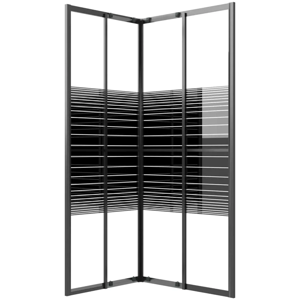 Box doccia con strisce ESG, 90 x 70 x 180 cm, nero, per bagno, parete doccia con profilo, paraspruzzi, porta doccia, angolo salvaspazio, robusto telaio in alluminio