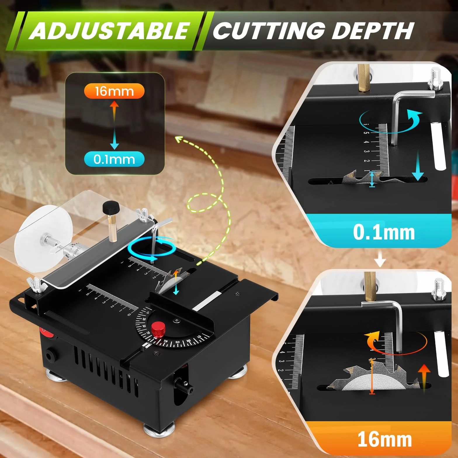 Mini sega circolare da tavolo 100W 0.1mm-16mm Multifunzione piccola macchina da taglio Lavorazione del legno acrilico modello di precisione