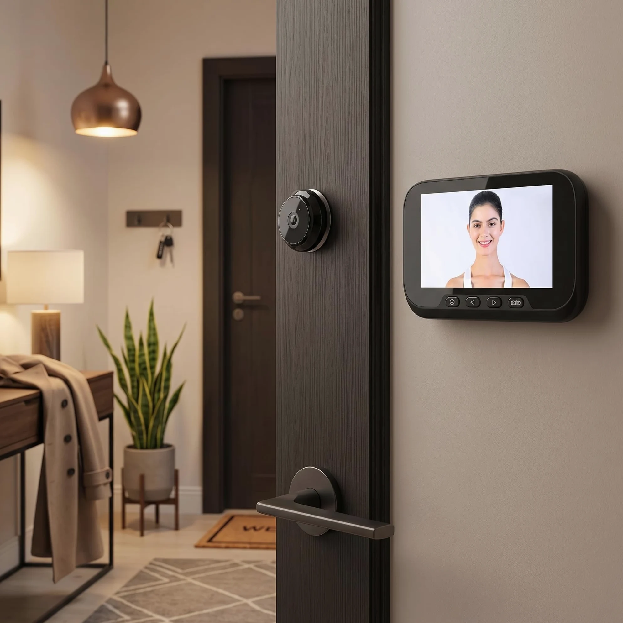 Fafeicy Videocamera Spioncino Schermo a Colori da 4,5 Pollici 1080P Grandangolo da 135 Gradi con Spioncino Digitale con Rilevamento del Movimento per Porta Dell'appartamento di