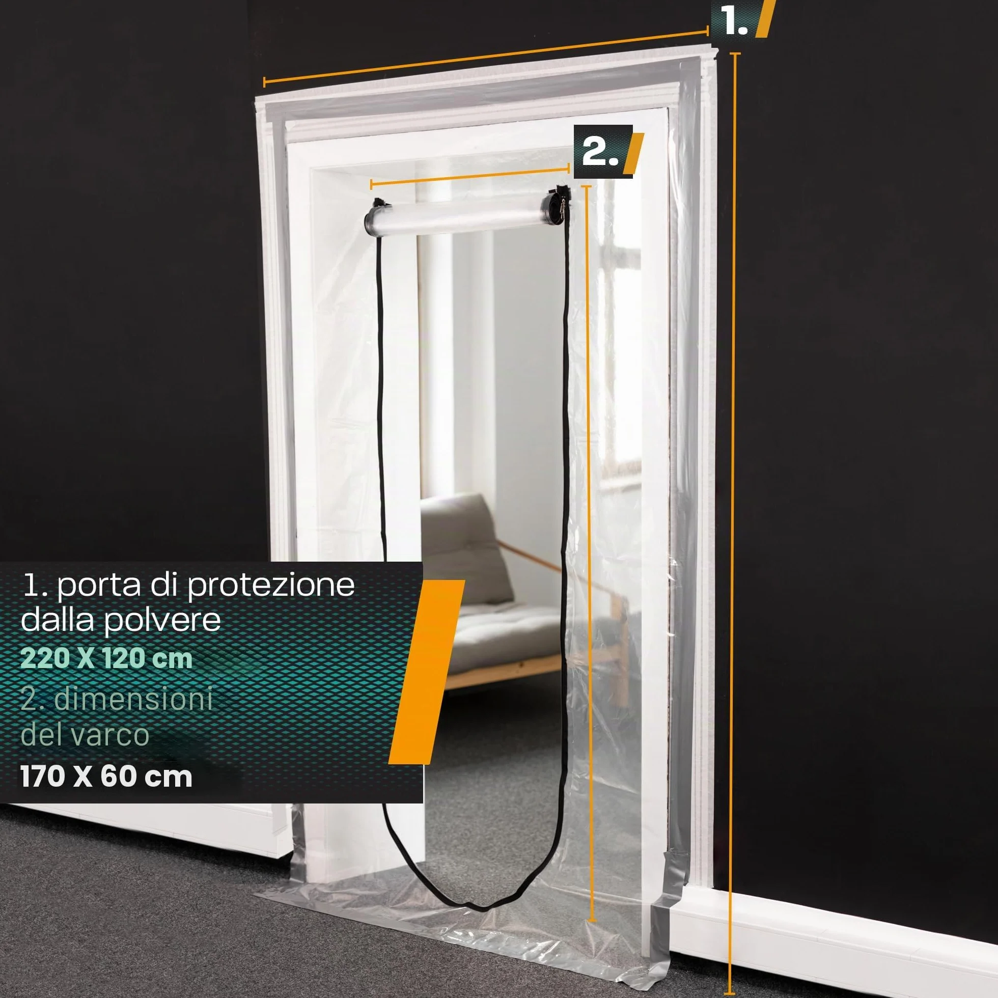Hinrichs 2x Porta Antipolvere con Chiusura a Strappo 220x120 cm Copri Scarpiera con Cerniera Antipolvere Casa Copertura Scaffale