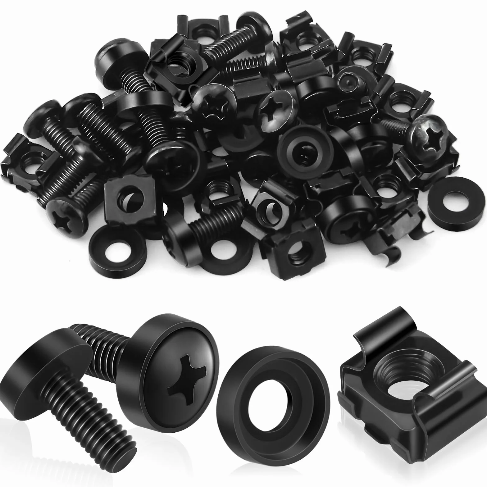 Set di 20 dadi a gabbia M6 per armadi di rete server rack AV 10" 19" nero