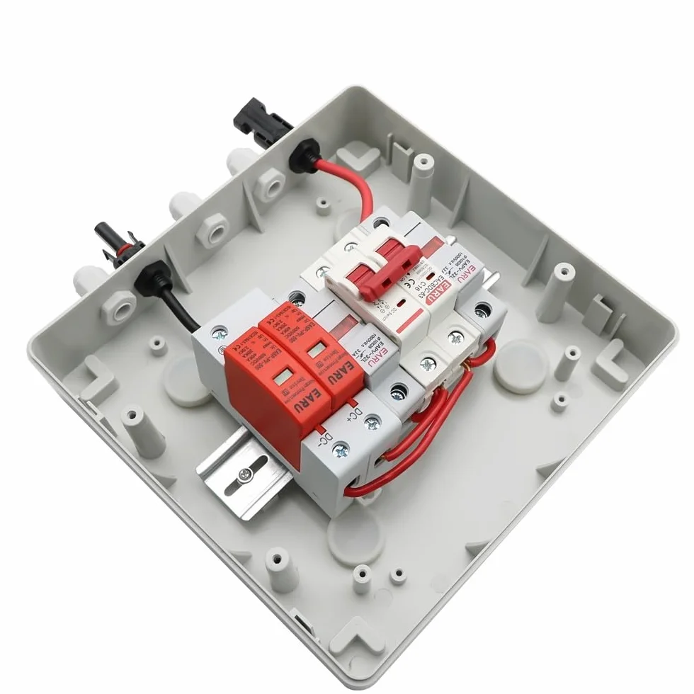 Quadro Elettrico Esterno,Quadro Elettrico Interno Scatola combinatrice solare fotovoltaica fotovoltaica da 500 V 1 ingresso 1 uscita con protezione contro i fulmini Fusibile CC MCB SPD Scatola imperme