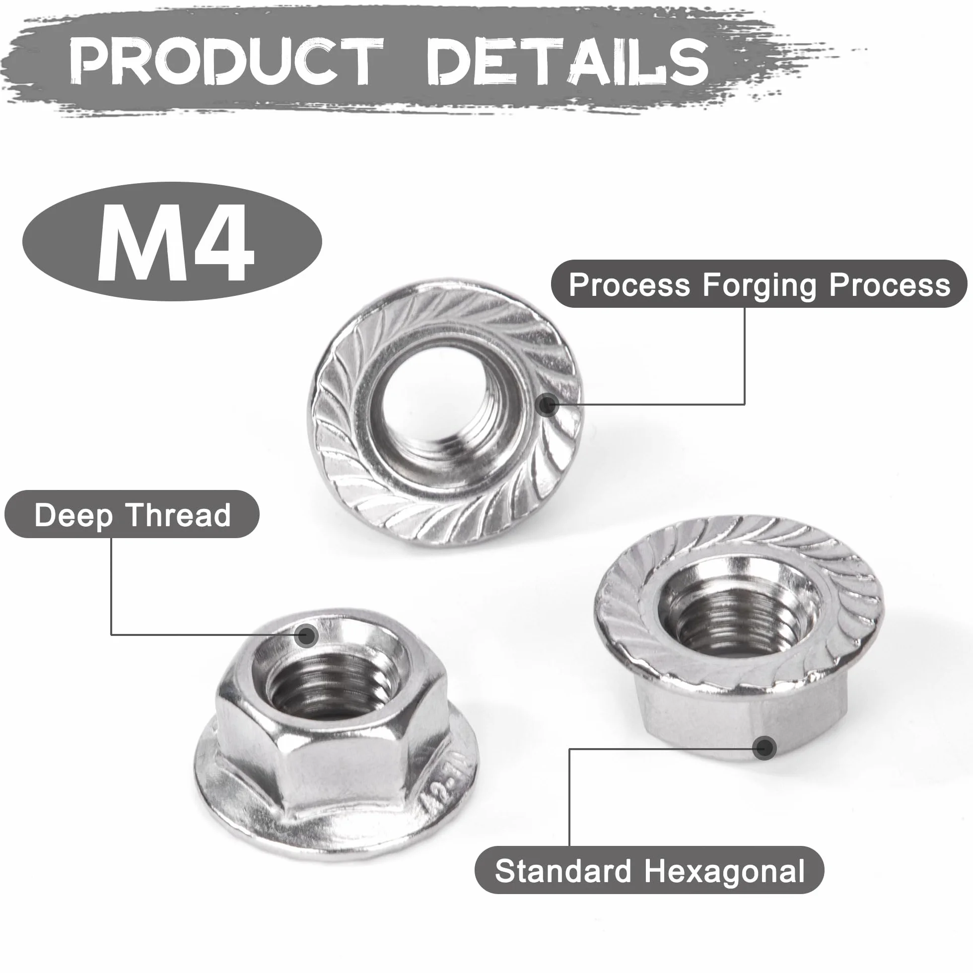 Dadi Flangiati M4 Acciaio Inox DIN 6923 20 sztuk