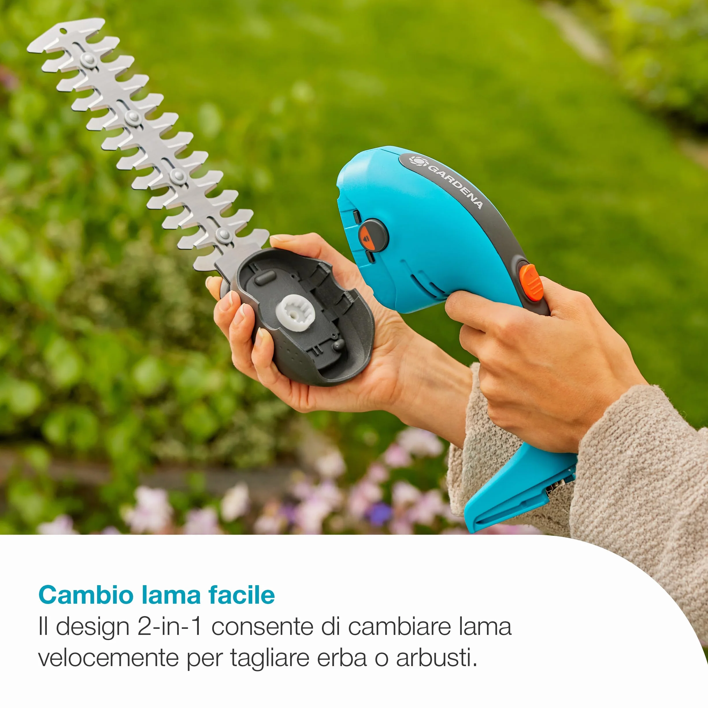 Gardena PowerCut 20/18V P4A Nozze Forbici a Batteria per Erba e Siepi, Lame Affilate Intercambiabili, Leggero
