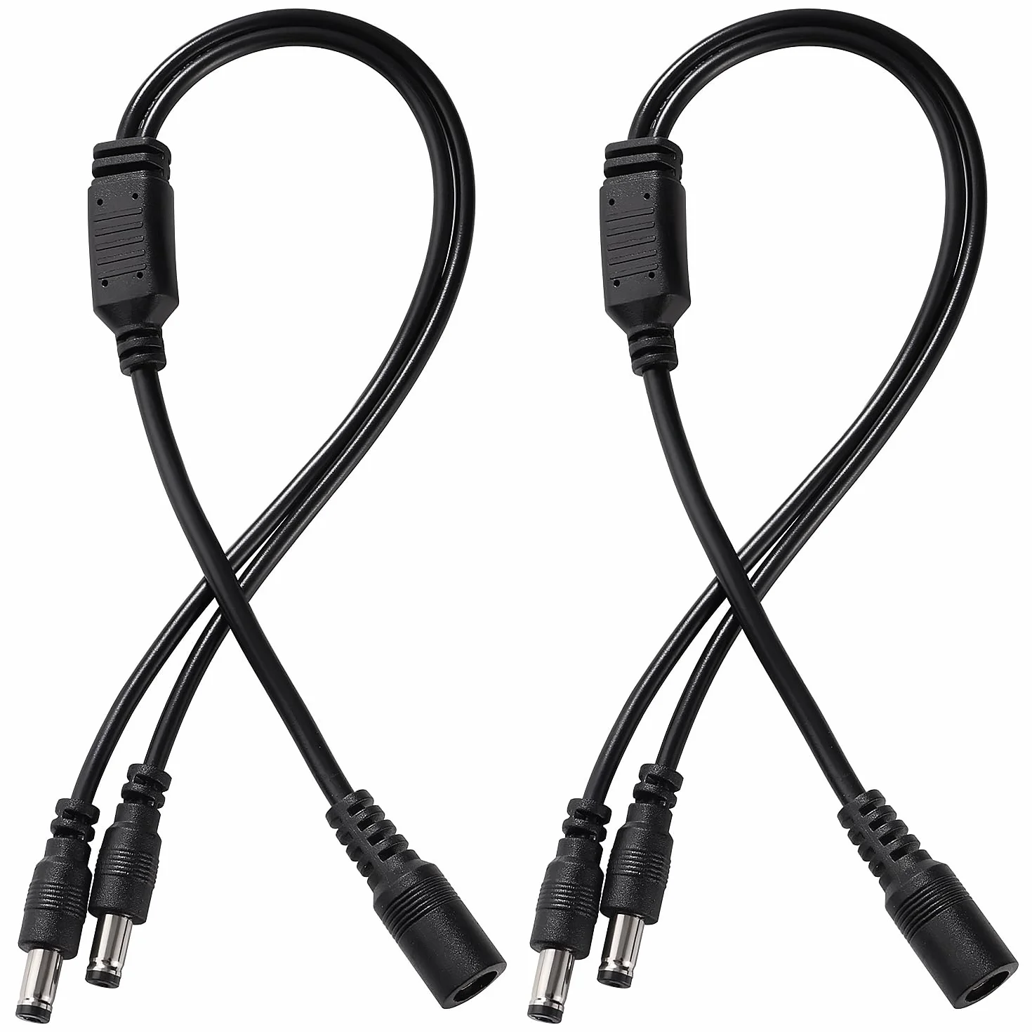 KUOQI 2 Pezzi 5.5x2.1 mm 5-24 V 1 Femmina a 2 Maschi Cavo Splitter DC, Cavo Splitter di Alimentazione DC a 2 Vie per Telecamere CCTV