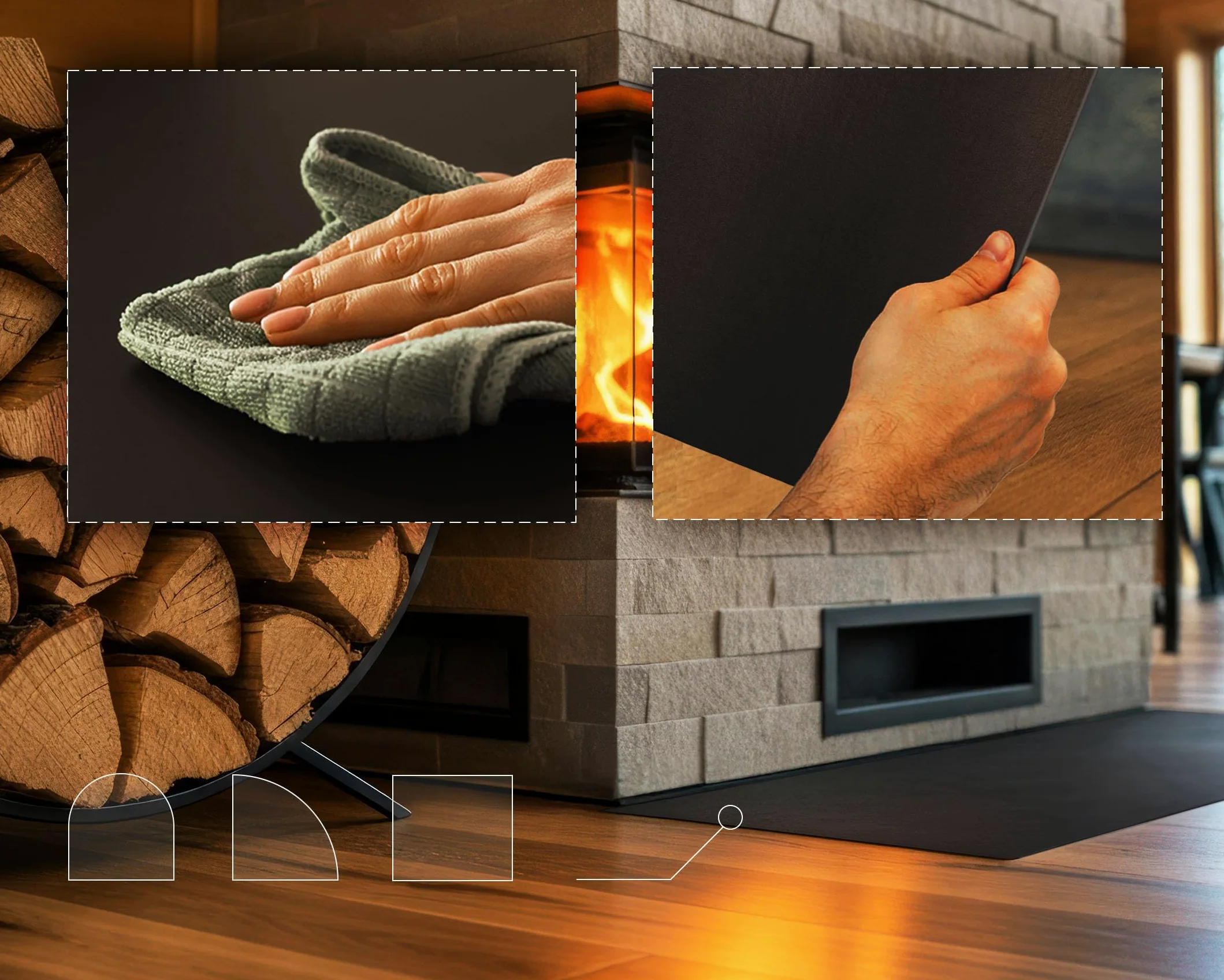 Tappeto Ignifugo in Metallo 100x100 cm | Finitura Opaca | Antiscintilla | Facile da Pulire | Resistente alle Alte Temperature | in Acciaio | Protezione del Pavimento | Colore Nero