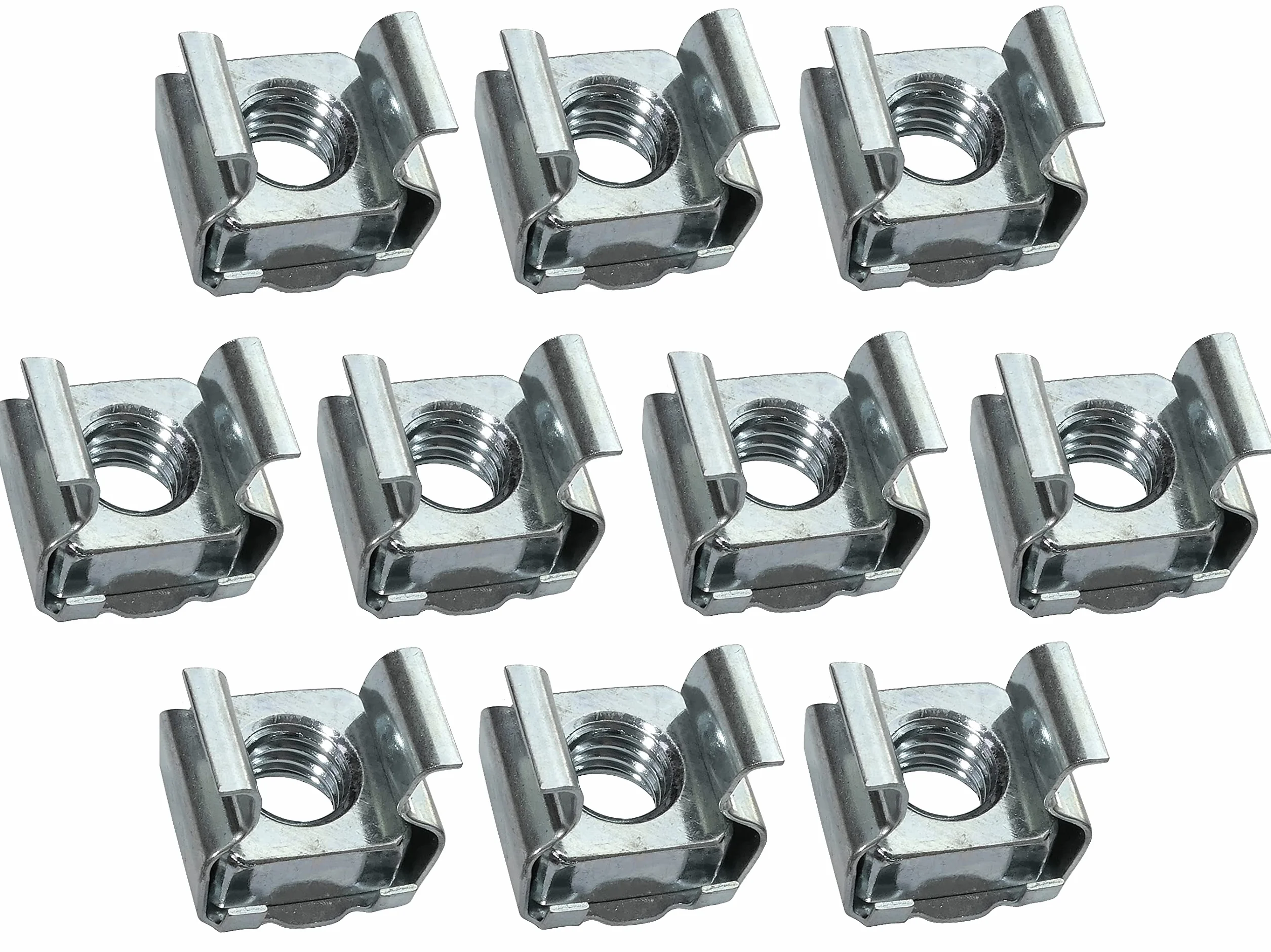 AERZETIX Set di 10 Dadi ingabbiati quadrati M6 acciaio al carbonio zincato per lamiera