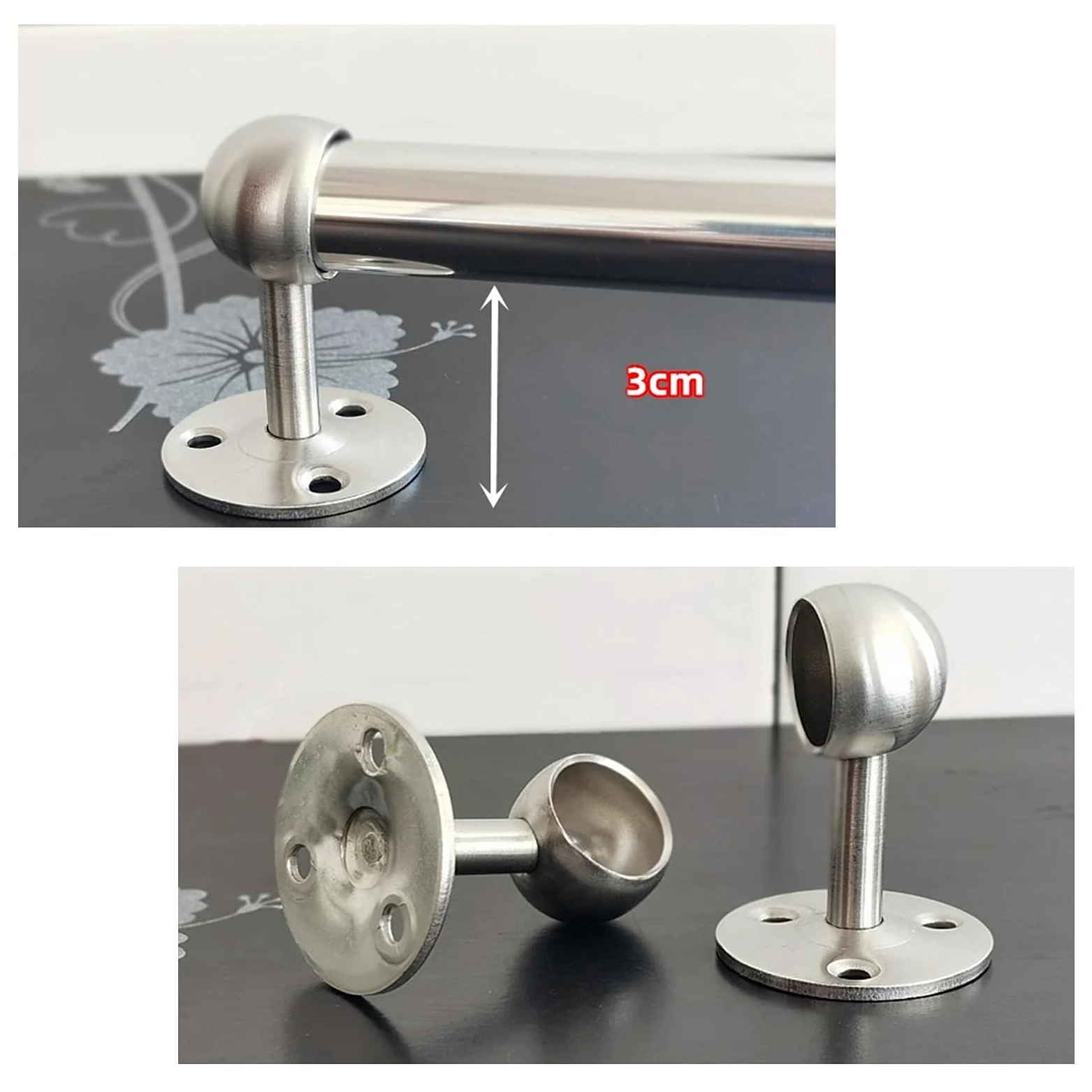 Portasciugamani in acciaio inox SUS 304 di alta qualità, 90 cm, da parete, rotondo, finitura argento, resistente, per bagno e cucina, facile installazione a vite