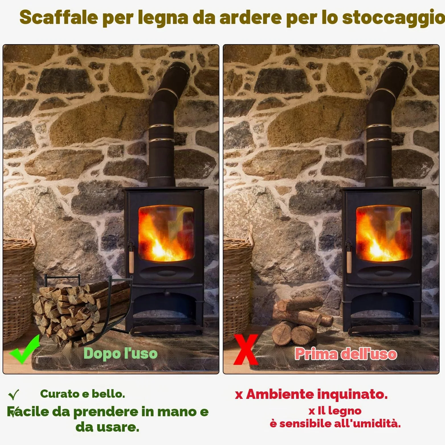 Froadp 44x37x40cm Cestini Portalegna Scaffale per Legna da Ardere Stoccaggio in Metallo per Tronchi Impilati Aiuto Cesto Porta da Camino Cestini Rack Nero Supporto per Interni e Esterni