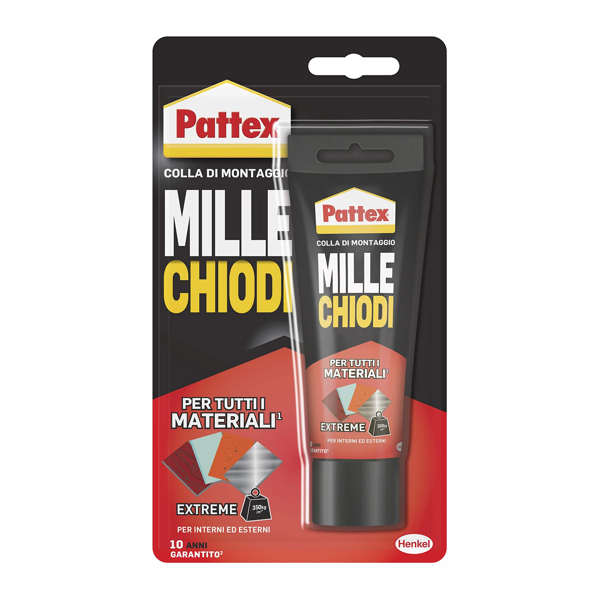 Pattex Millechiodi Tape, nastro biadesivo extra forte per applicazioni permanenti, nastro adesivo di montaggio per interni ed esterni, 19 mm x 1,5 m
