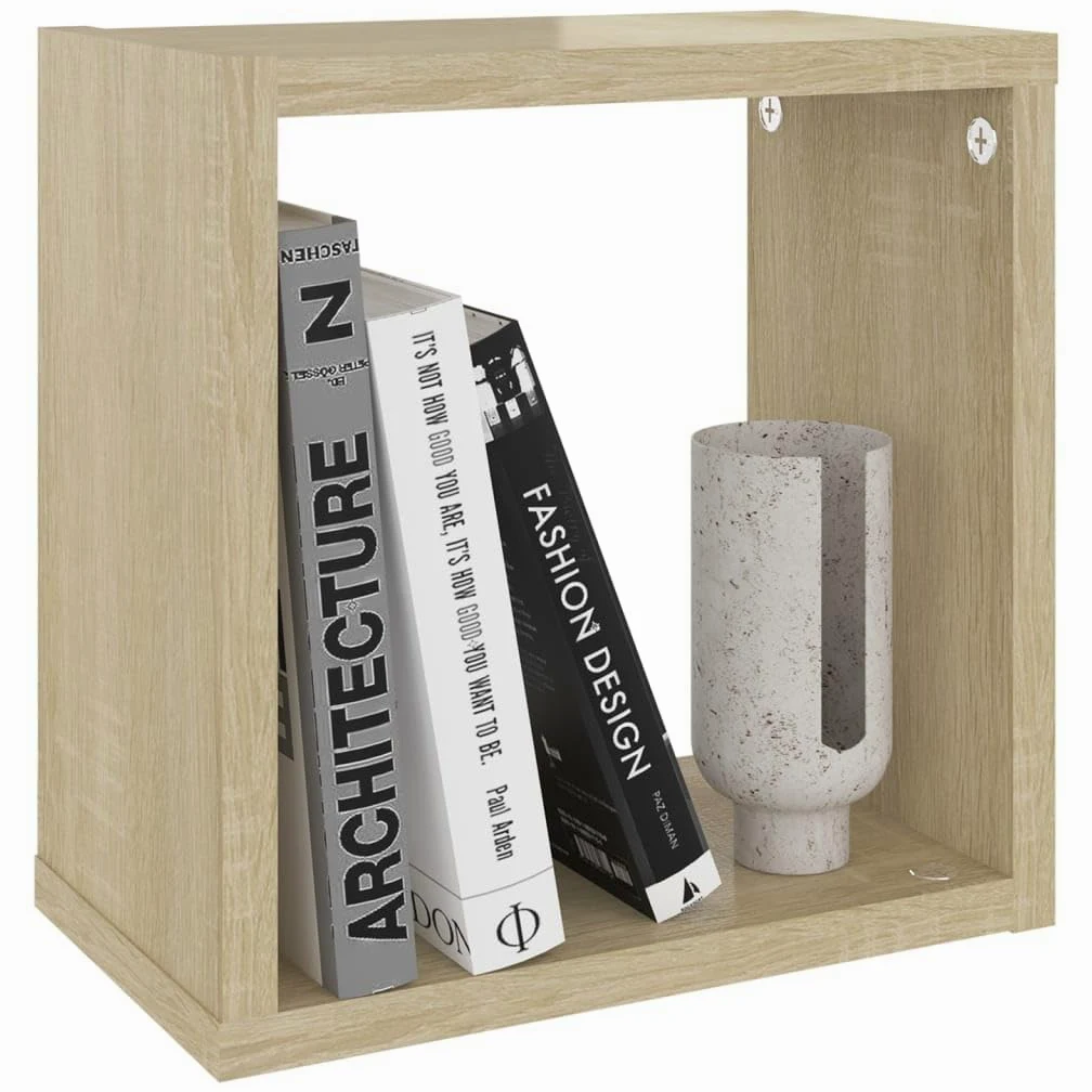 Scaffalature, mensole da parete e sporgenze, mensole cubiche da parete, 2 pezzi, rovere Sonoma, 26 x 15 x 26 cm