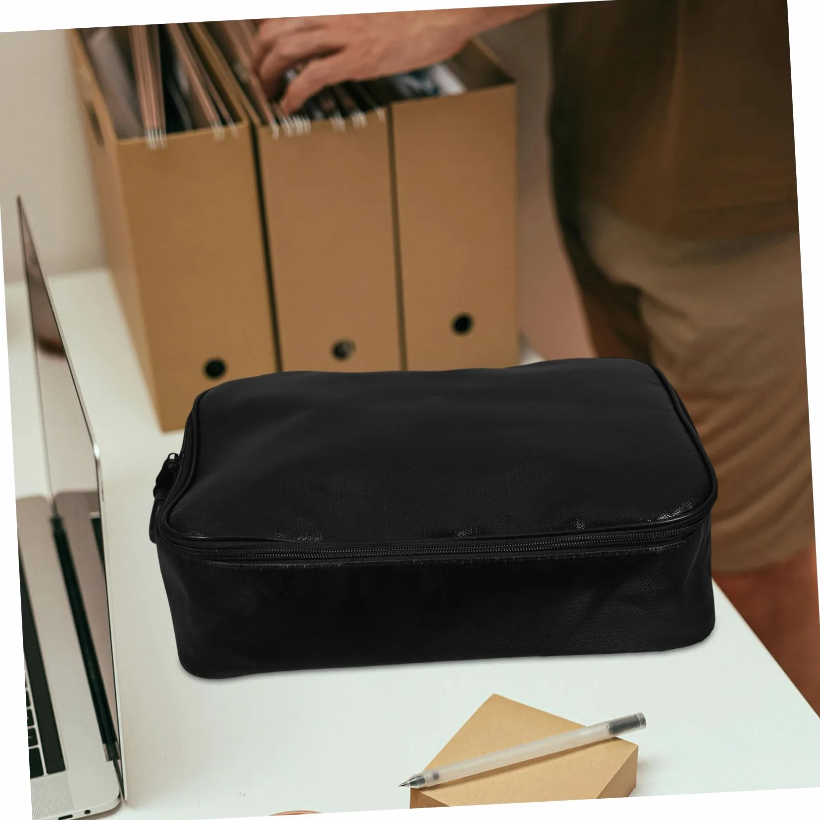Sacchetto Ignifugo per Documenti Multi Strato in Fibra Nera | Uso Viaggio e Quotidiano, Design Elegante e Resistente, Organizer Portatile Chiusura Sicura