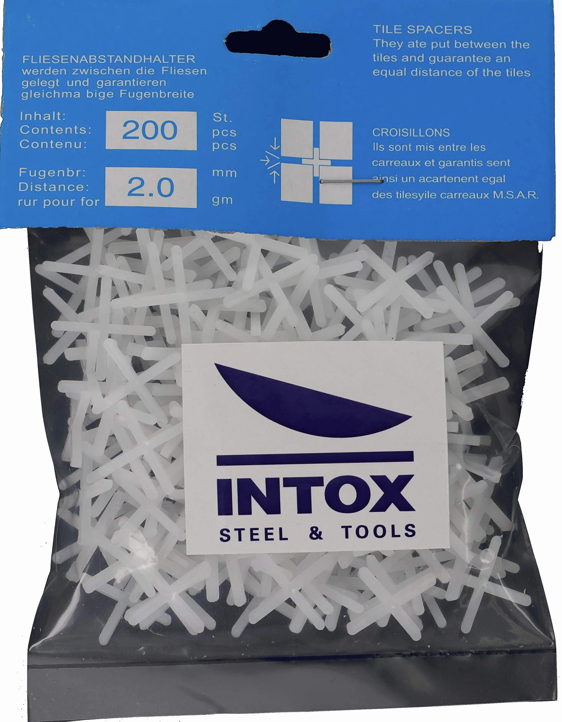 INTOX Croce per piastrelle 2,0 mm Bianco 200 pezzi