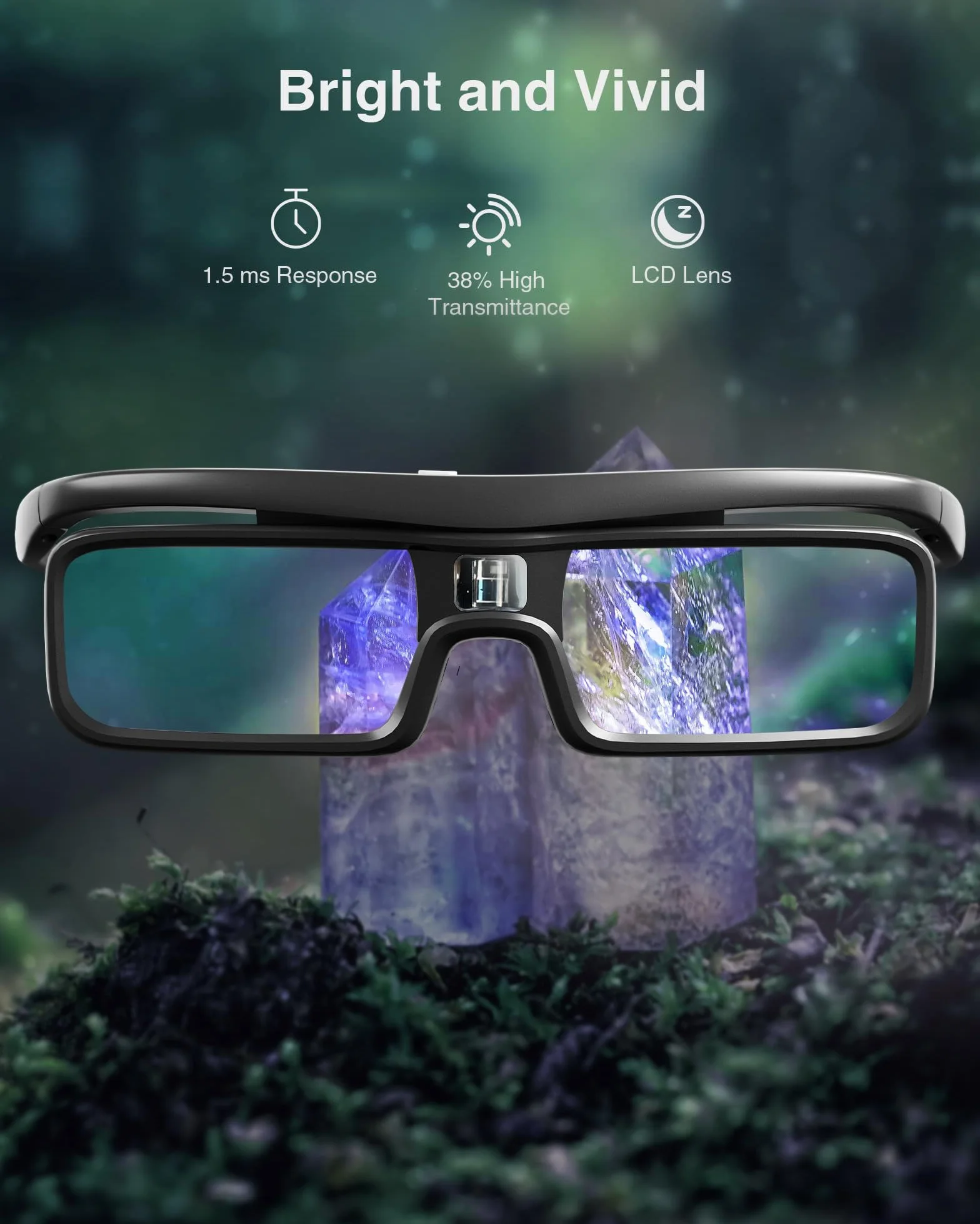 AWOL VISION DLP Link 3D Glasses, occhiali ricaricabili con otturatore attivo compatibili con AWOL VISION LTV-2500, LTV-3500, Vanish TV e altri proiettori DLP-Link 3D (Nero 2PCS)