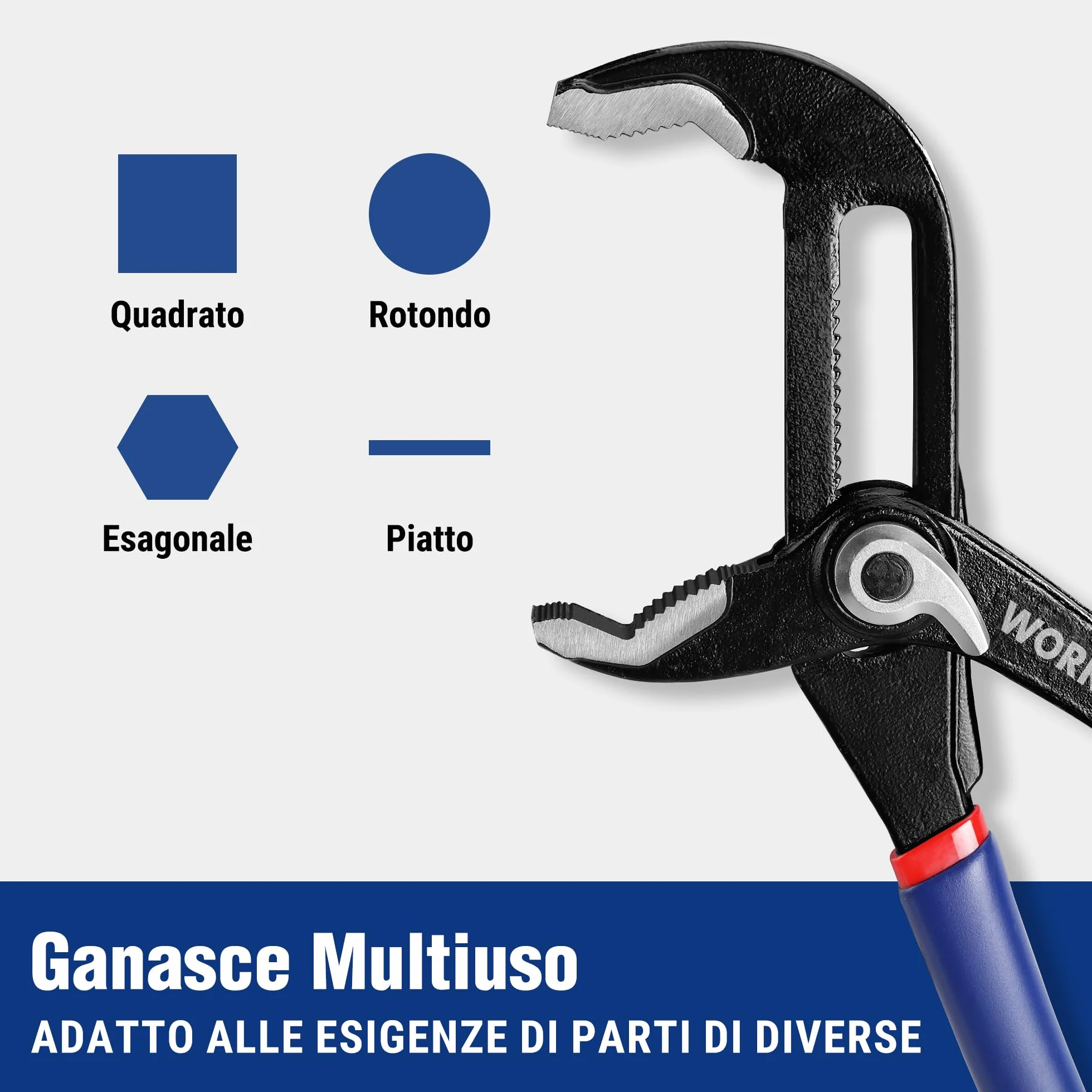 WORKPRO Pinze Regolabili per Tubi e Dadi 2 Pezzi, 200mm e 250mm