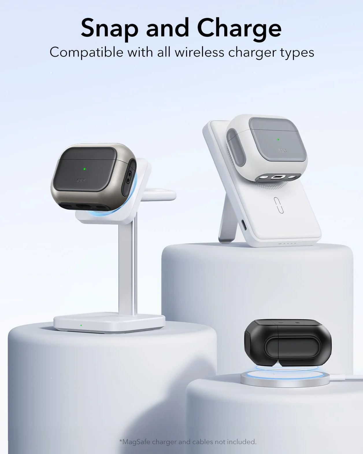 ESR Custodia per AirPods Pro 3, Compatibile con la custodia AirPods Pro di 3a Gen (2025), Compatibile con MagSafe, Protezione completa contro le cadute, Cordino incluso, Nero