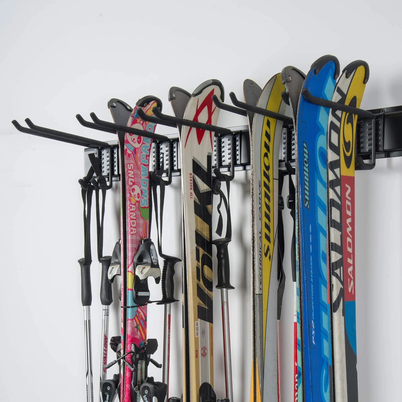 WALMANN Portasci da parete per garage, fino a 10 paia, supporti per sci e snowboard, 136 kg