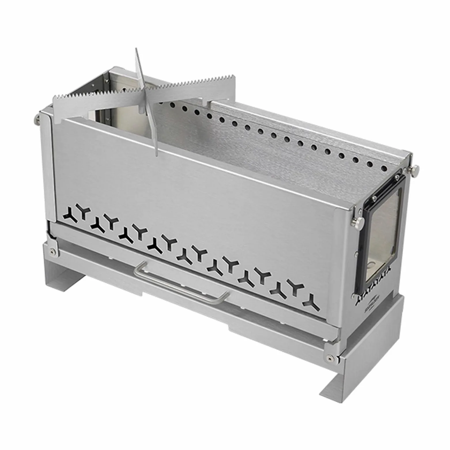 Fornello da Esterno Struttura in Acciaio Inossidabile Pieghevole Cucina a Legna da Campeggio con Cassetto Raccoglipolvere Adatto per Bollire L'acqua e Riscaldare