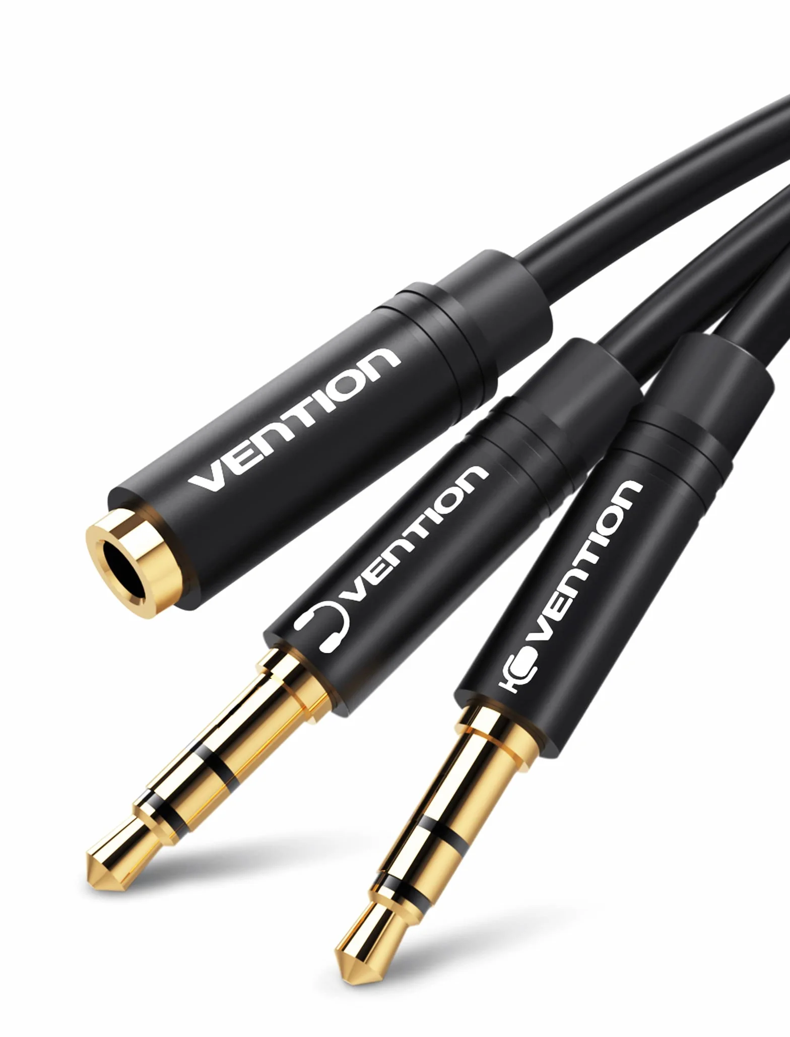 VENTION Sdoppiatore Cuffie Microfono Doppio Jack 3,5mm in Alluminio Maschio a Femmina Cavo Audio 2 in 1 per Notebook, PC, PS4, Xbox (1m)