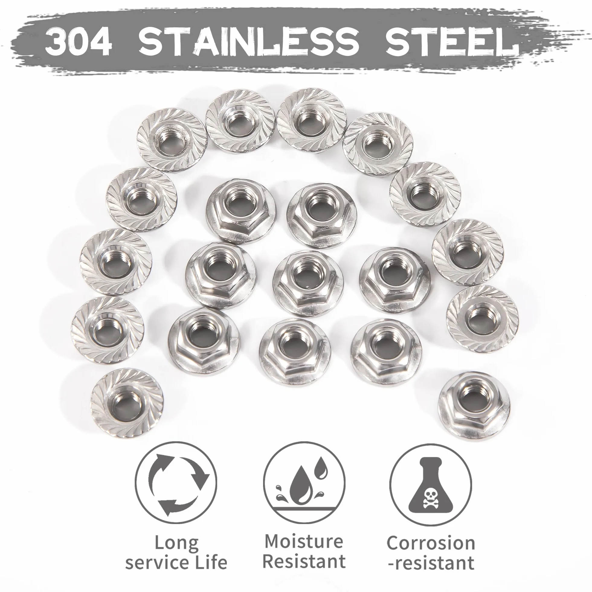 Dadi Flangiati M4 Acciaio Inox DIN 6923 20 sztuk