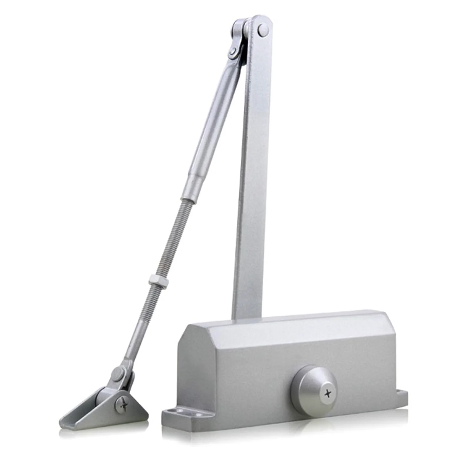 Chiudiporta automatico idraulico da 25 kg a 80 kg, velocità regolabile, attrezzatura per chiusura silenziosa, facile per uso domestico e commerciale (posizionamento argento, misura M