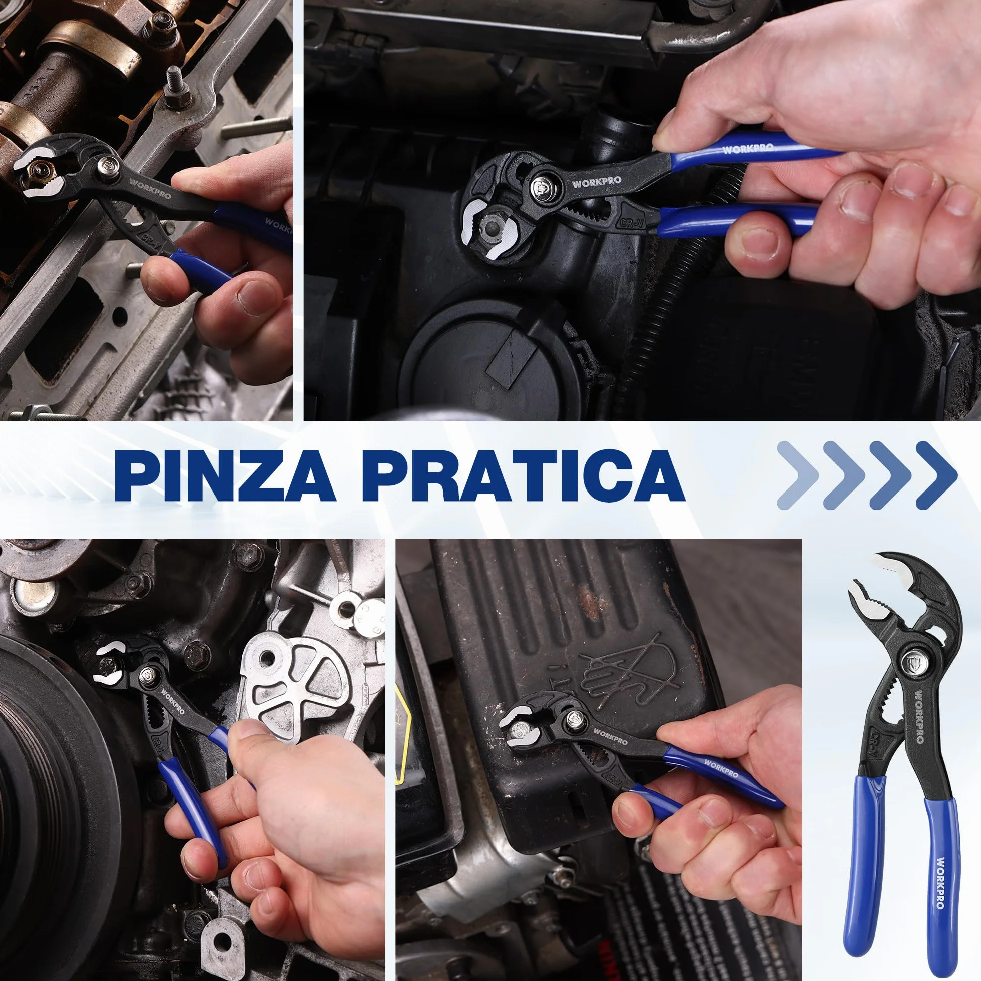 WORKPRO Pinza Regolabile 12,7 cm, Ganascia a V, Pinza per Pompa Acqua 25 mm, Blocco Rapido