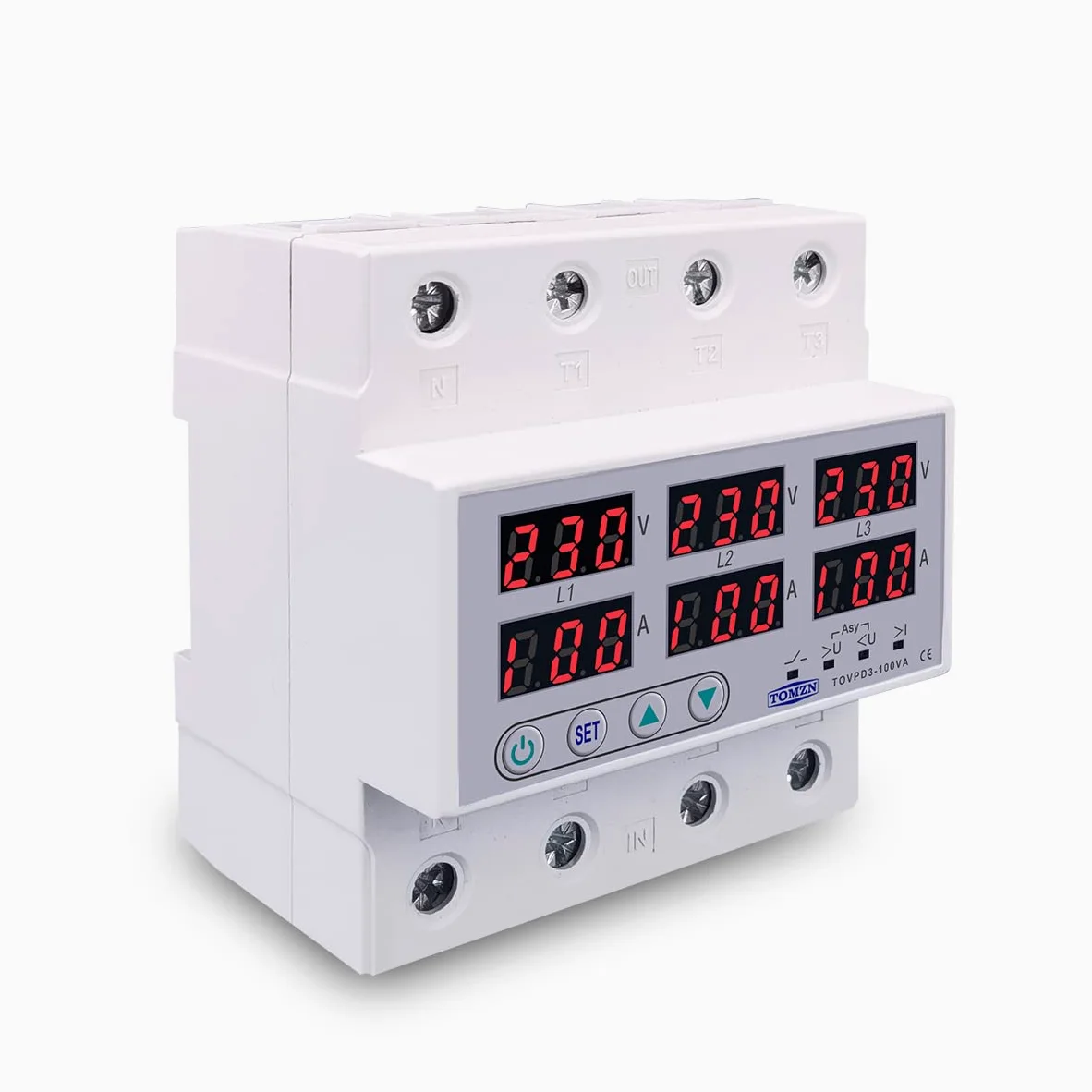 Interruttore Magnetotermico Differenziale Relè di tensione a 3 fasi DIN 380V VoltMeter Ammeter oltre e sotto Monitor Protezione Regolare la sovratensione corrente(63A)