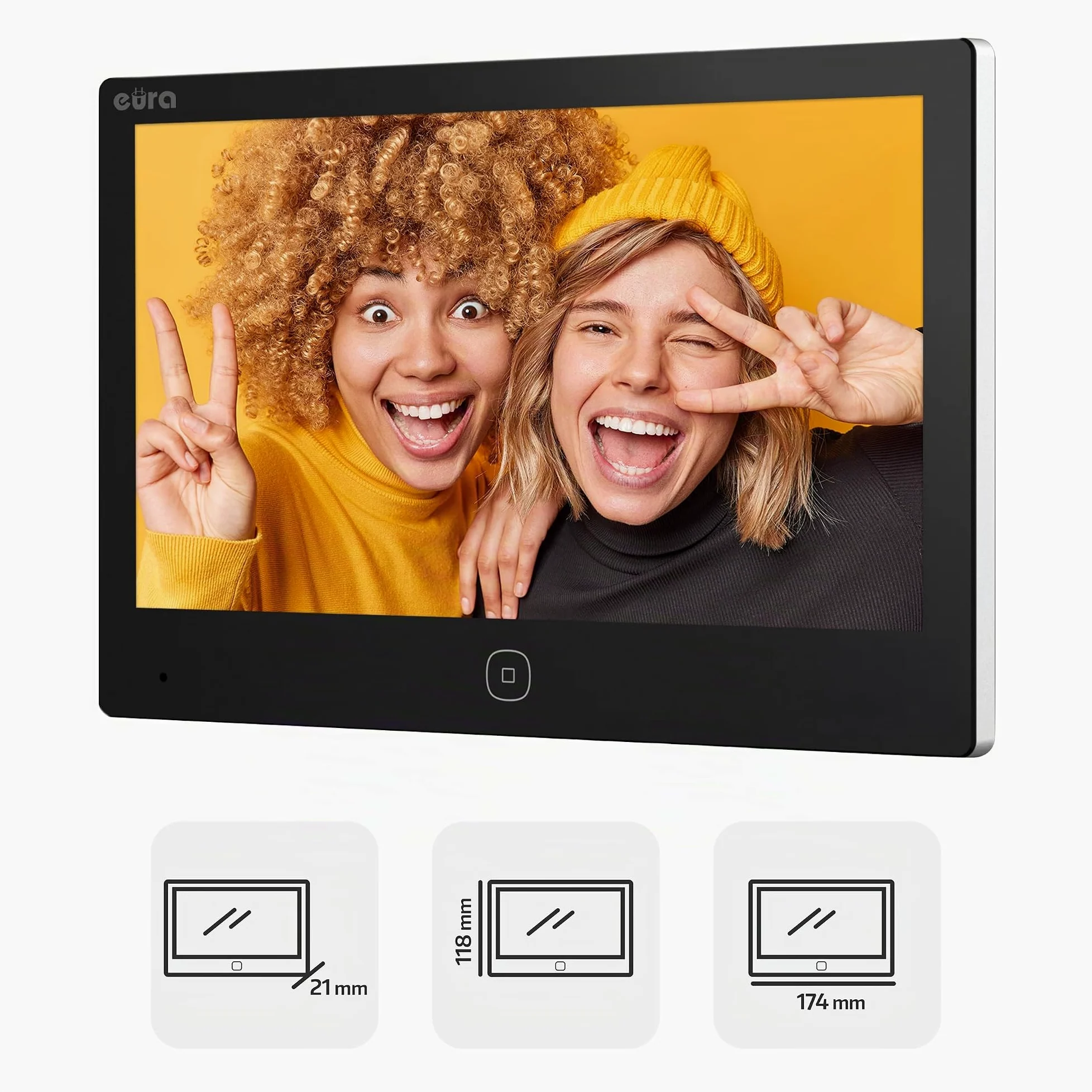 Eura VDP-45A3-2TY VDP-49A3-2TY TUYA Videocitofono WiFi, AHD, RFID, monitor a colori da 7 pollici, doppio filo, nero
