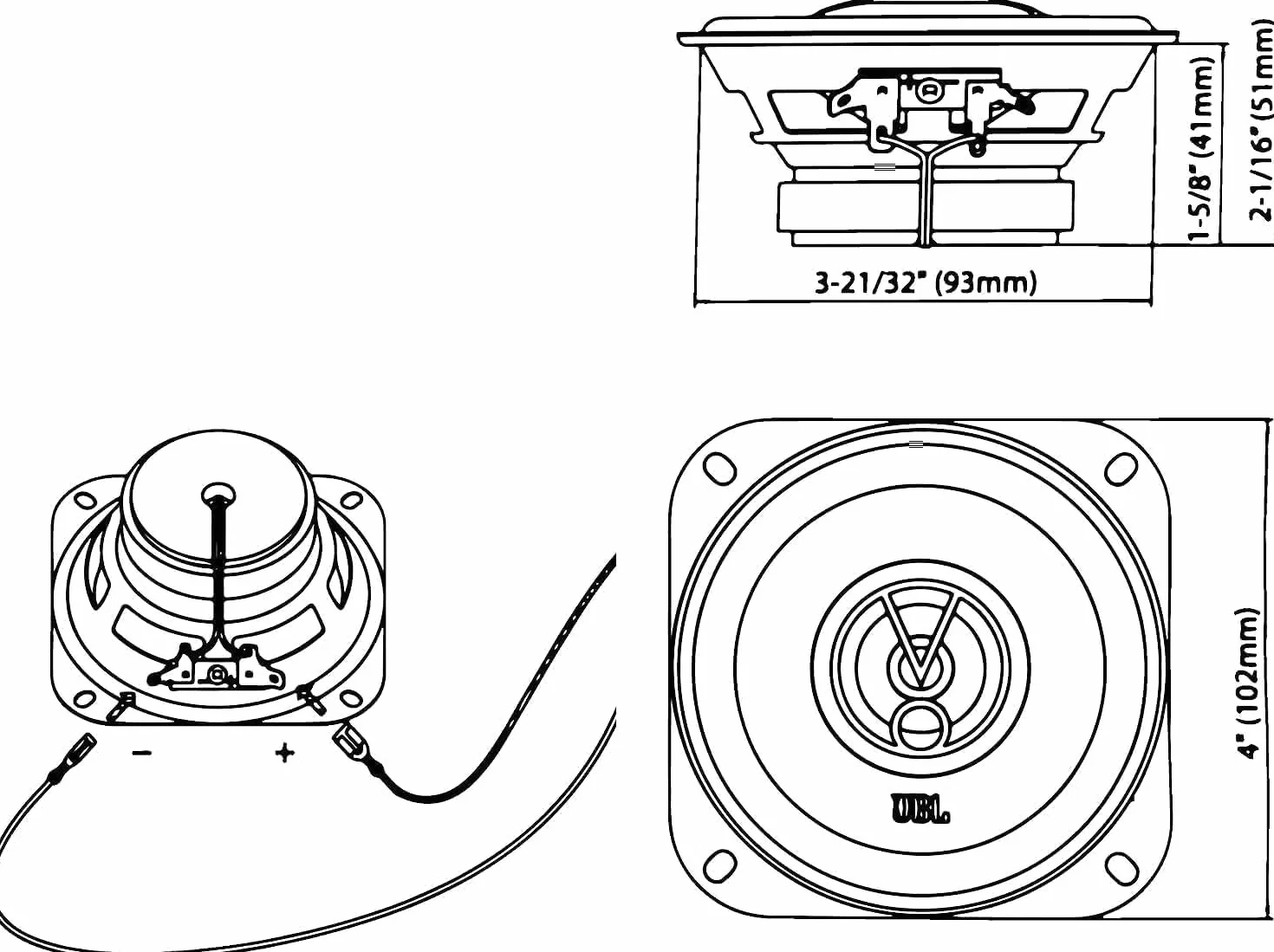 JBL Stage1 41F Set di Altoparlanti Auto a 2 Vie di Harman Kardon - Casse Auto 10cm | 100mm | 4 pollici da 125 watt - 25 watt RMS