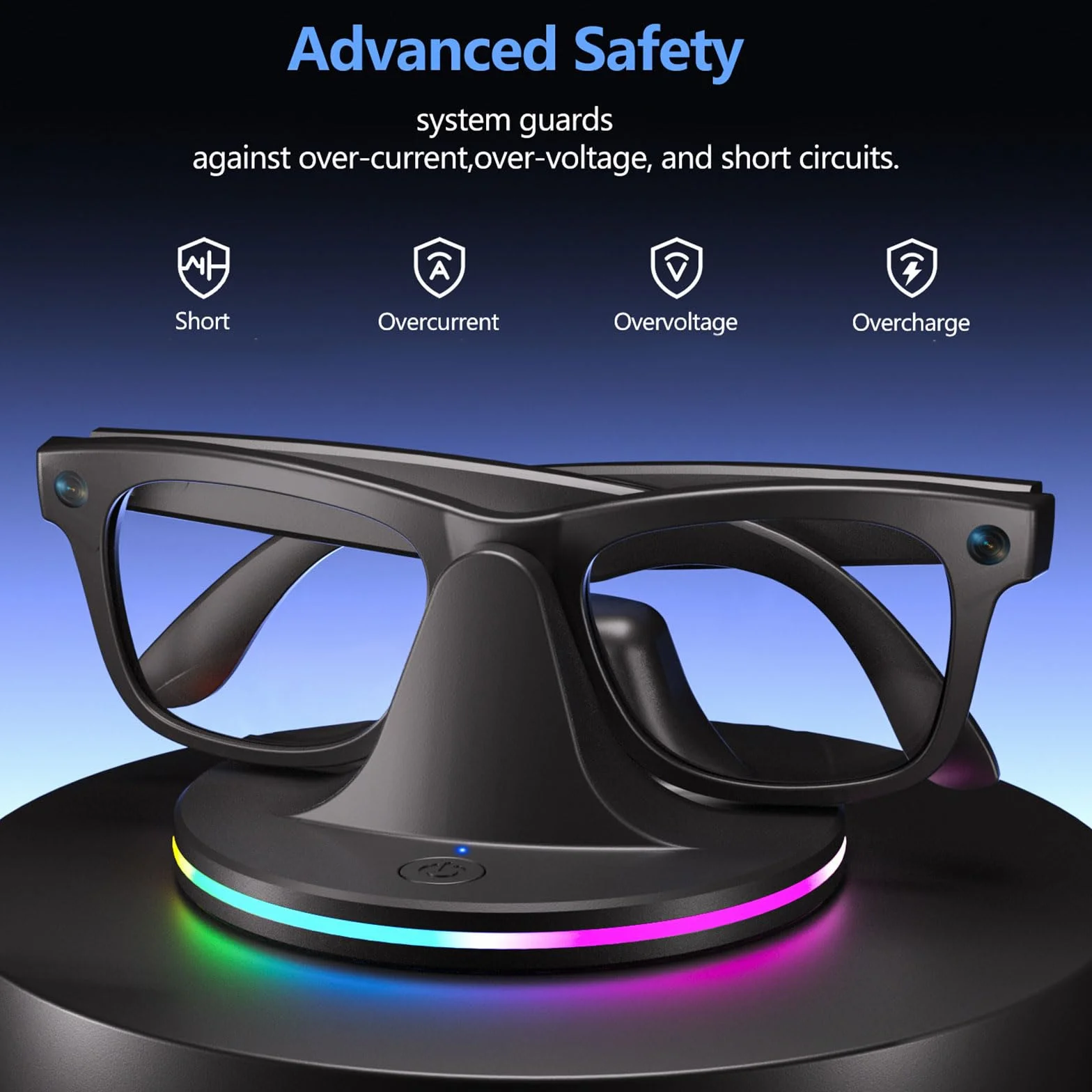 Moderna compatta per Ray Smartests Glass | Alloggiamento in ABS con ricarica sicura e Quick Power Quick Dock, piattaforma sicura, moderno compatto